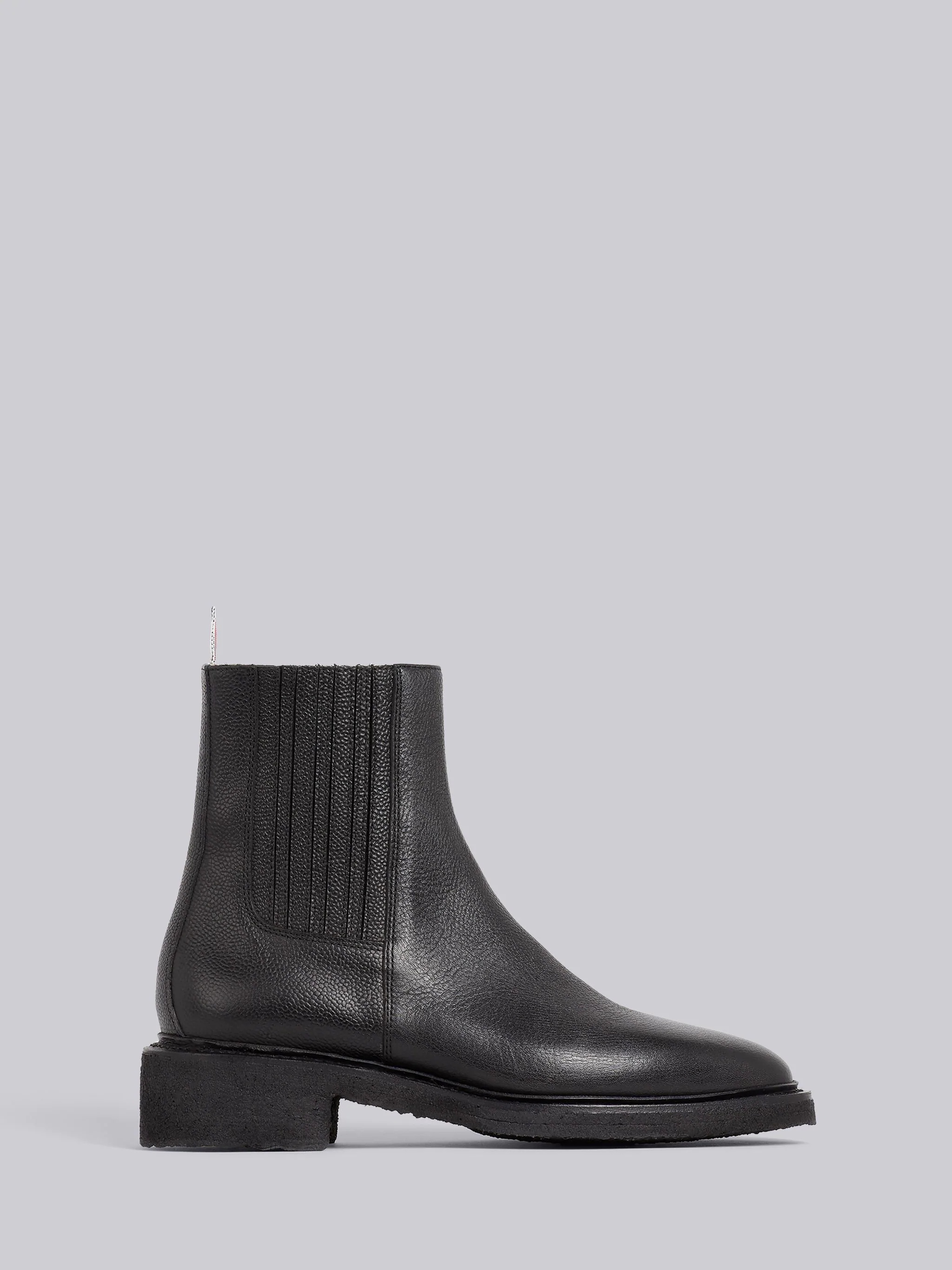 Black Pebbled Calfskin Crepe Sole Chelsea Boot - 1