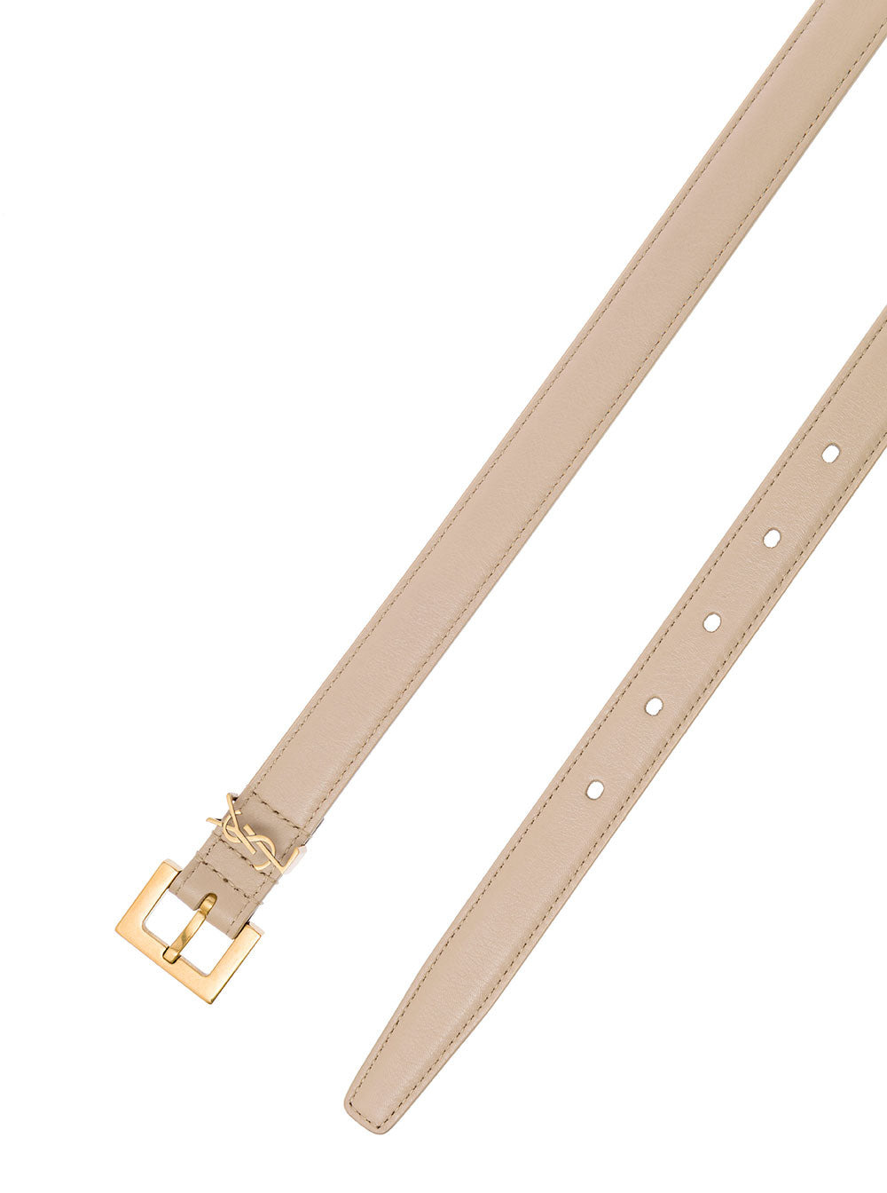 Saint Laurent Women Ysl Beige Leather Belt With Logo Buckle Woman Saint Laurent - 2