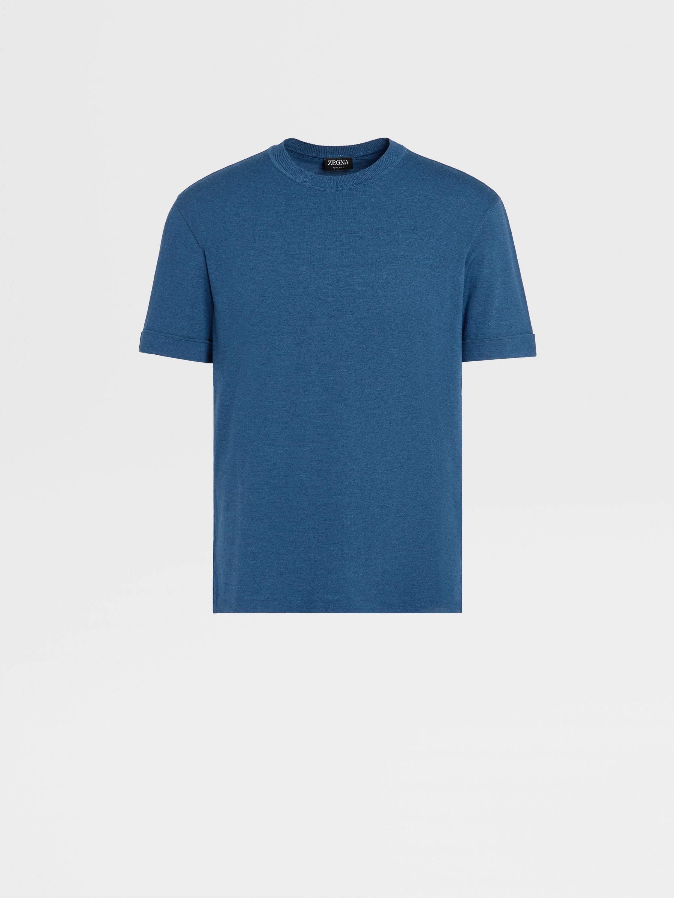 TEAL BLUE MÉLANGE 12MILMIL12 WOOL T-SHIRT - 1