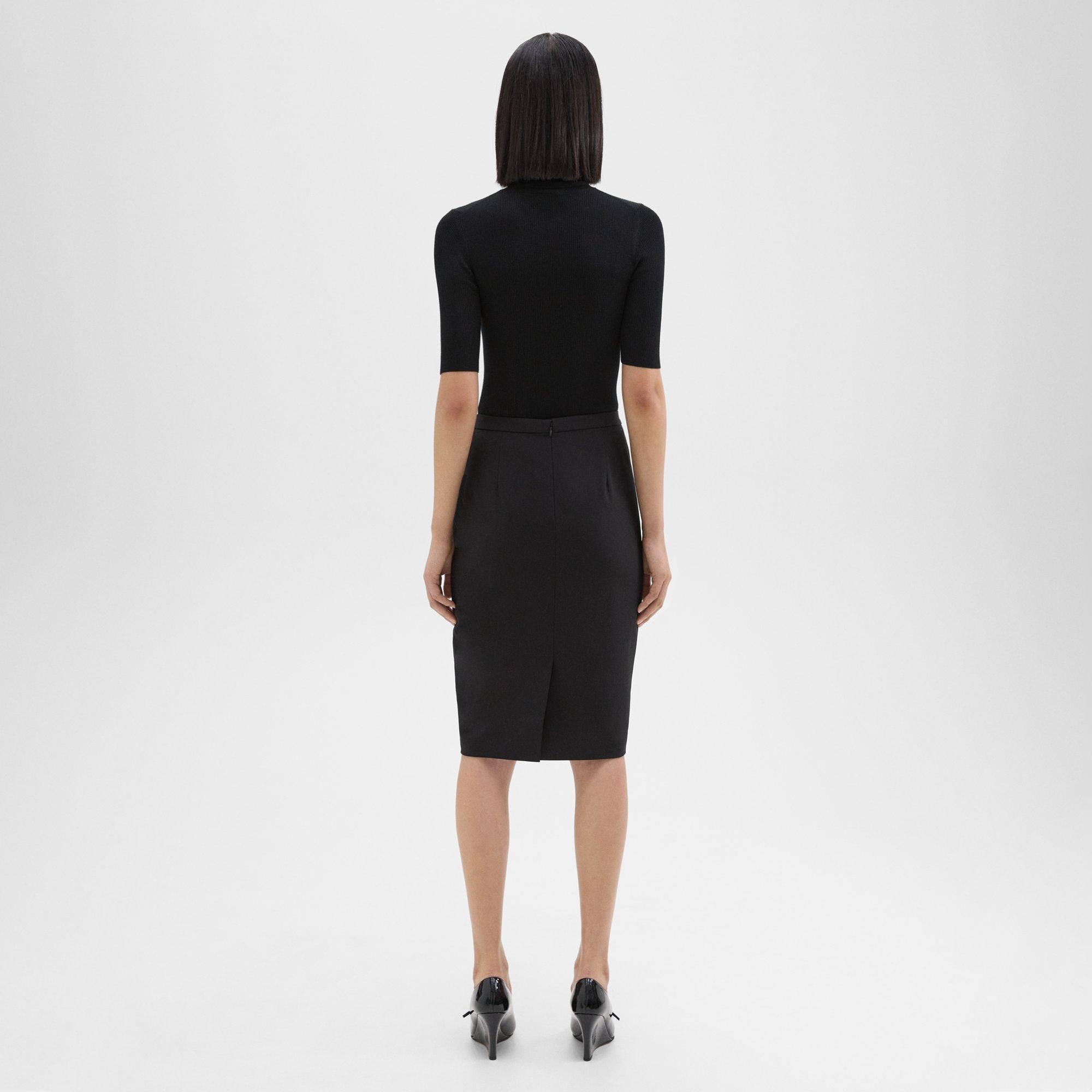 Slim Pencil Skirt in Stretch Wool - 4