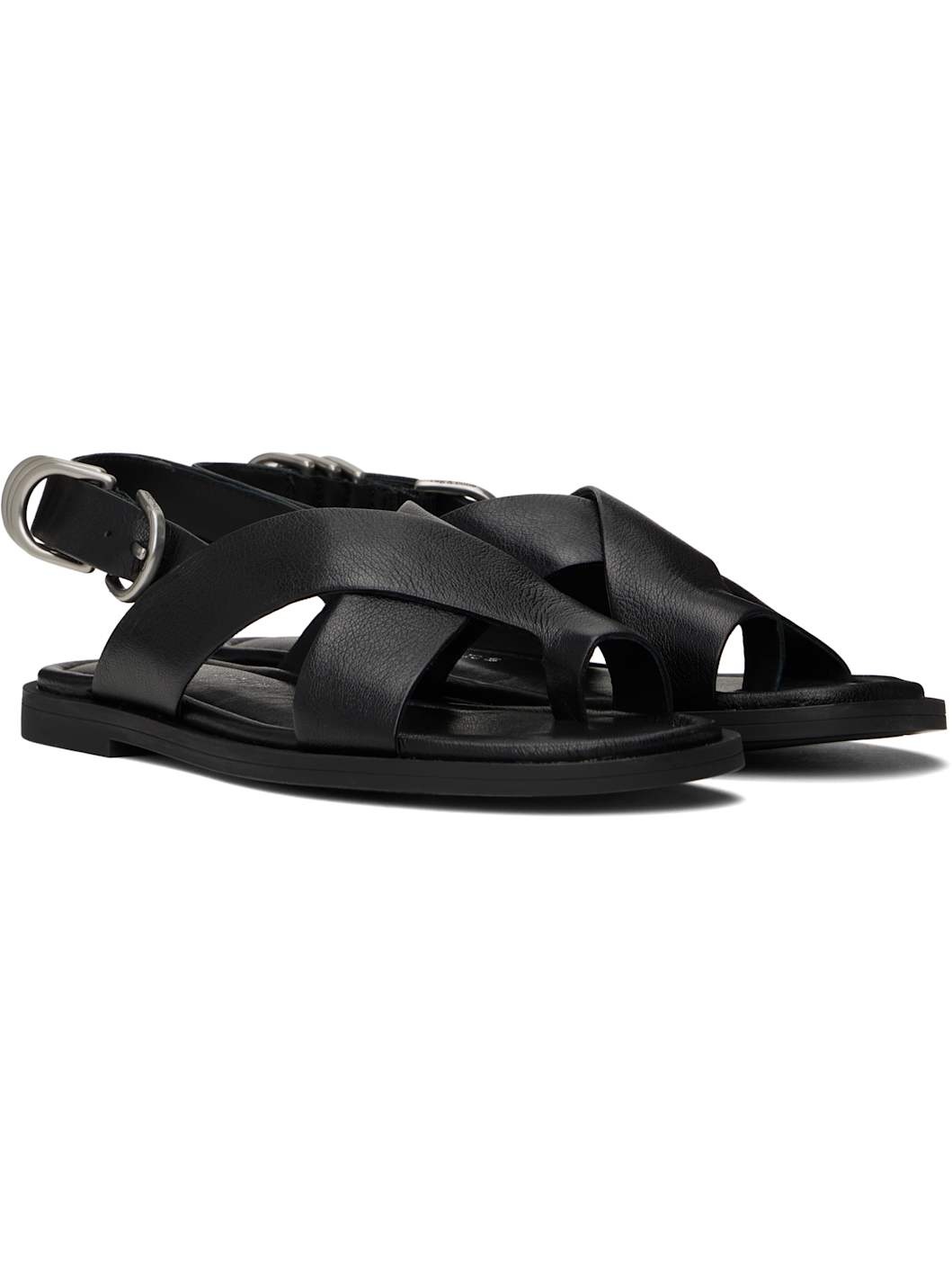 Black Gia Leather Crossover Sandals - 4
