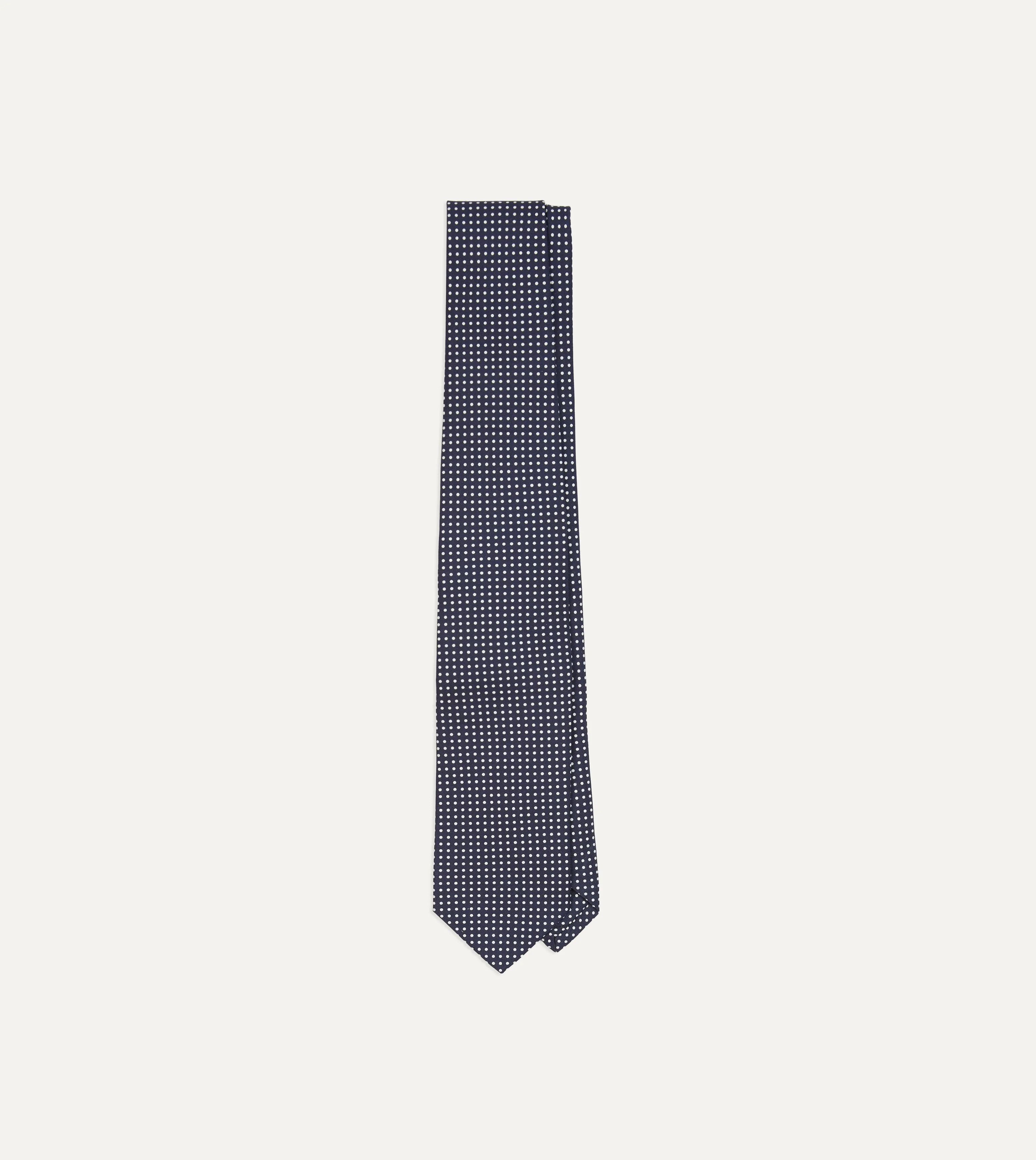 Navy Micro Polka Dot Silk Self-Tipped Tie - 1