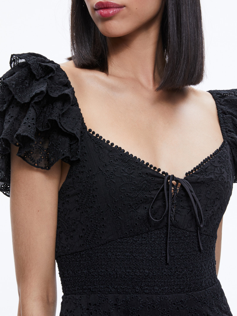 Alice + Olivia HARTFORD SMOCKED BUSTIER ROMPER outlook