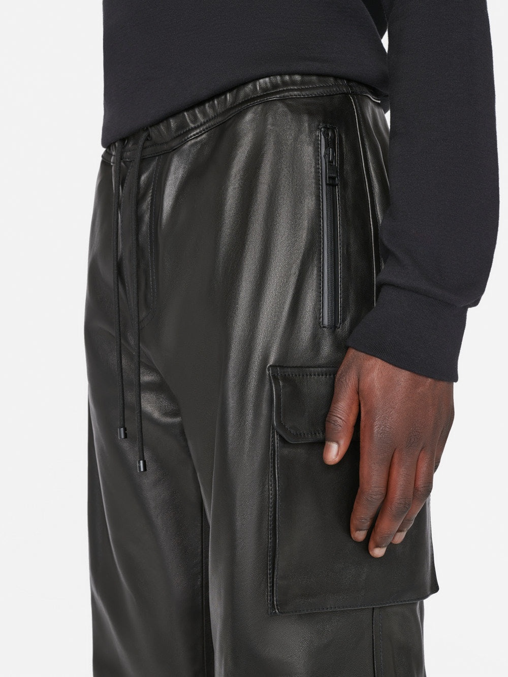 Cargo Leather Pant in Noir - 4