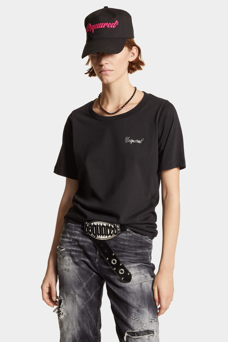GLITTERING LOGO WIDE NECK EASY FIT T-SHIRT 3