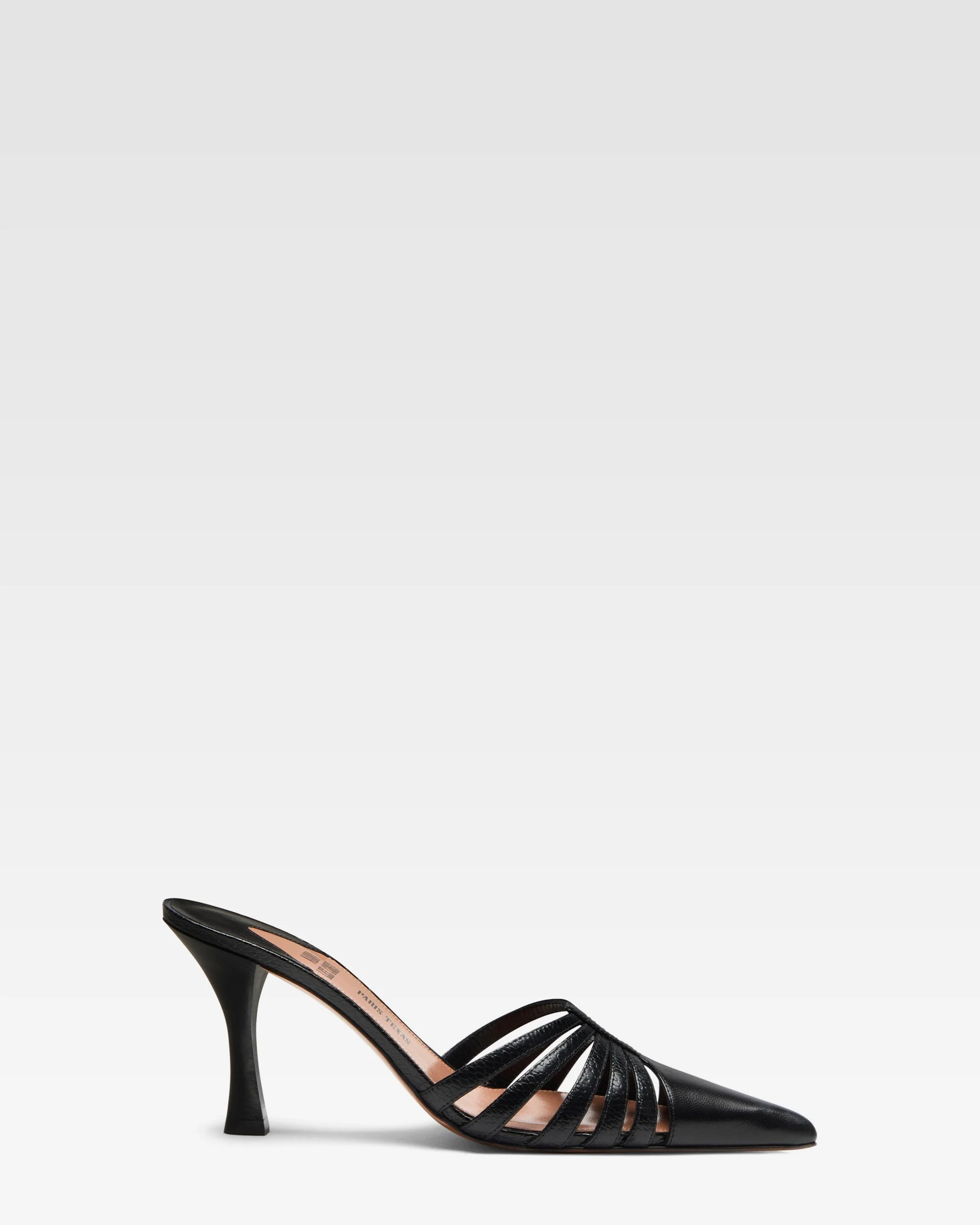 Black leather cut-out mule - 1