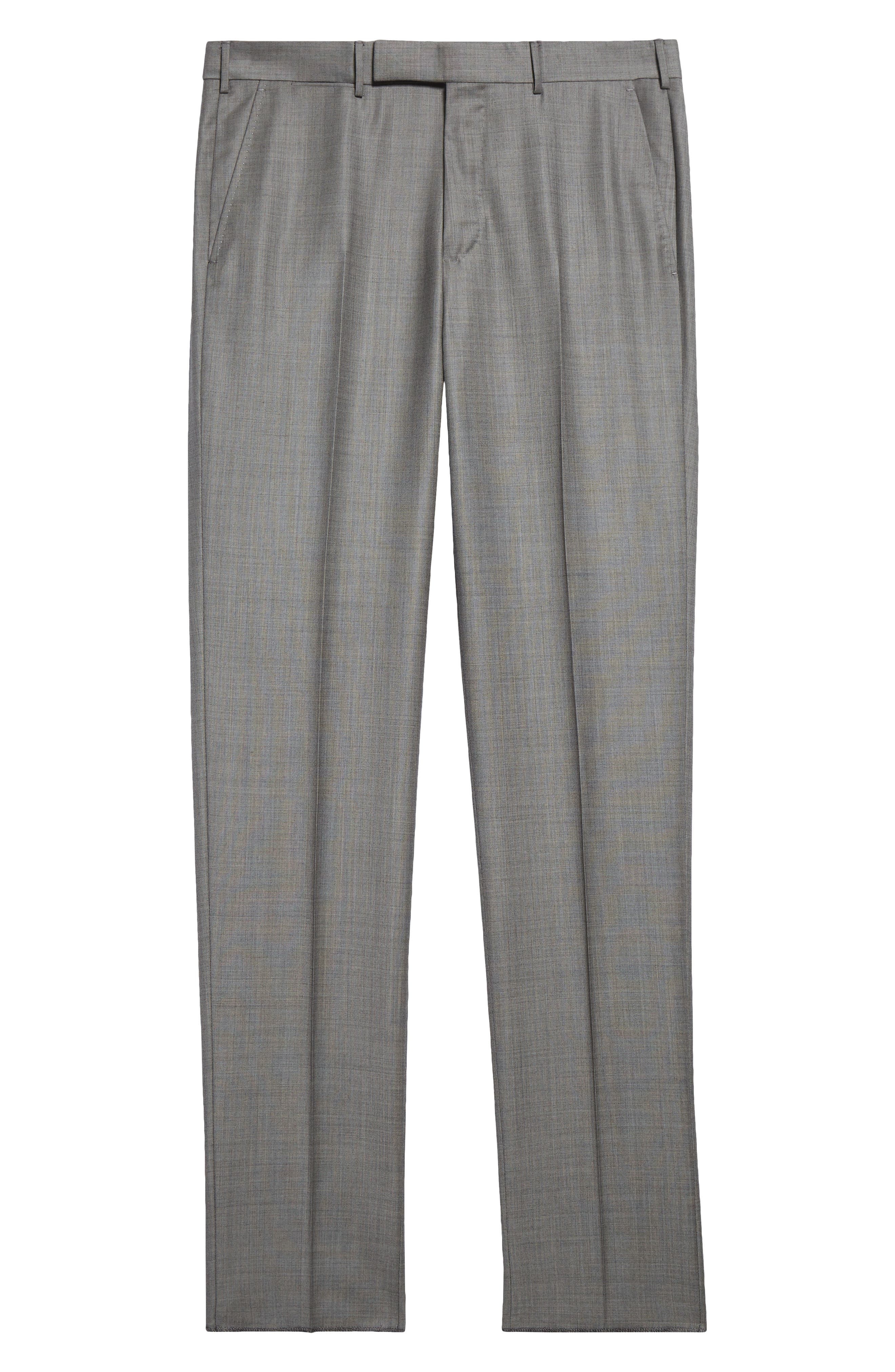 ZEGNA Mélange Wool Pants in Md Gry Sld at Nordstrom - 5