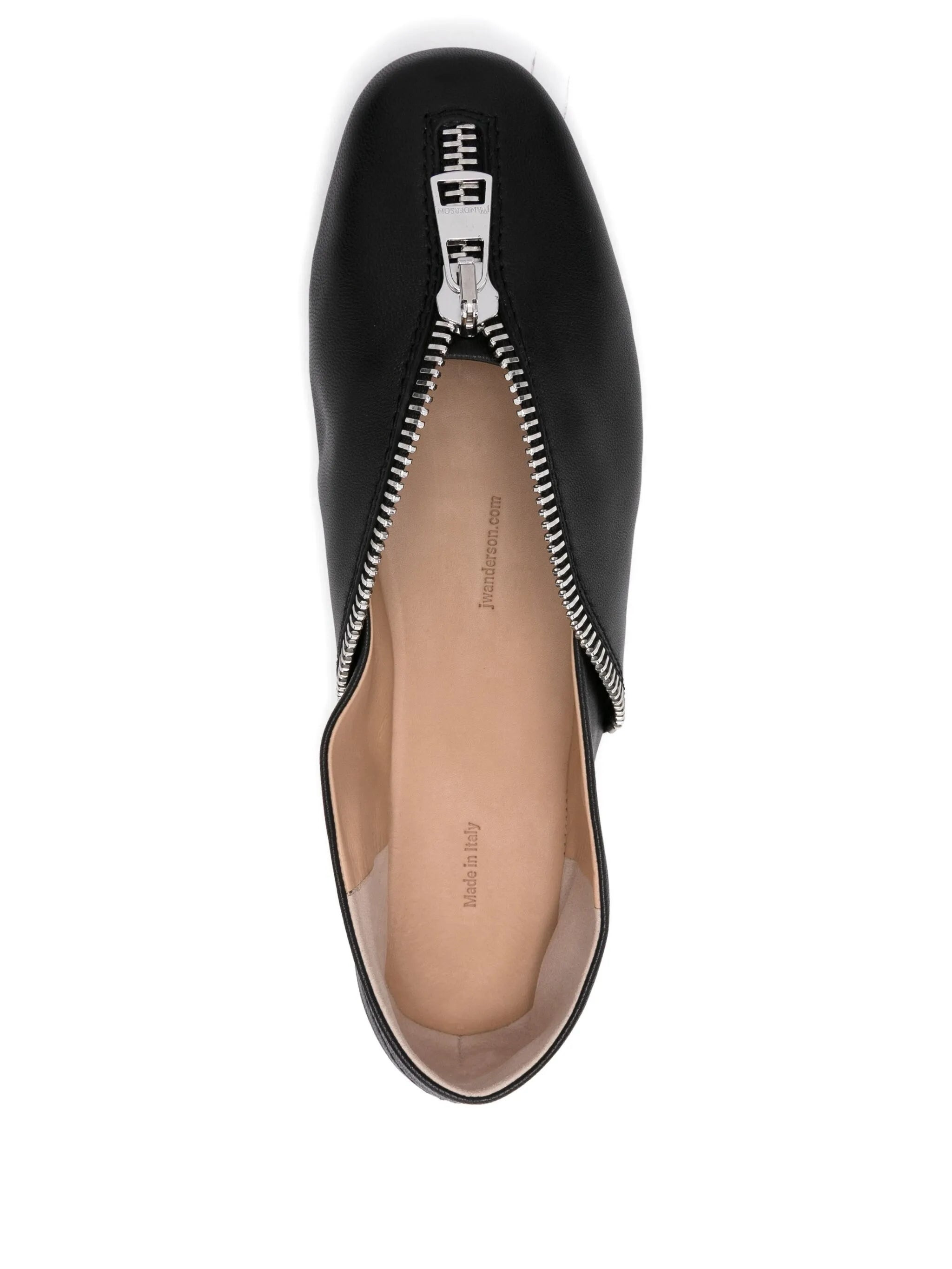 zip-detail leather ballet flats - 4