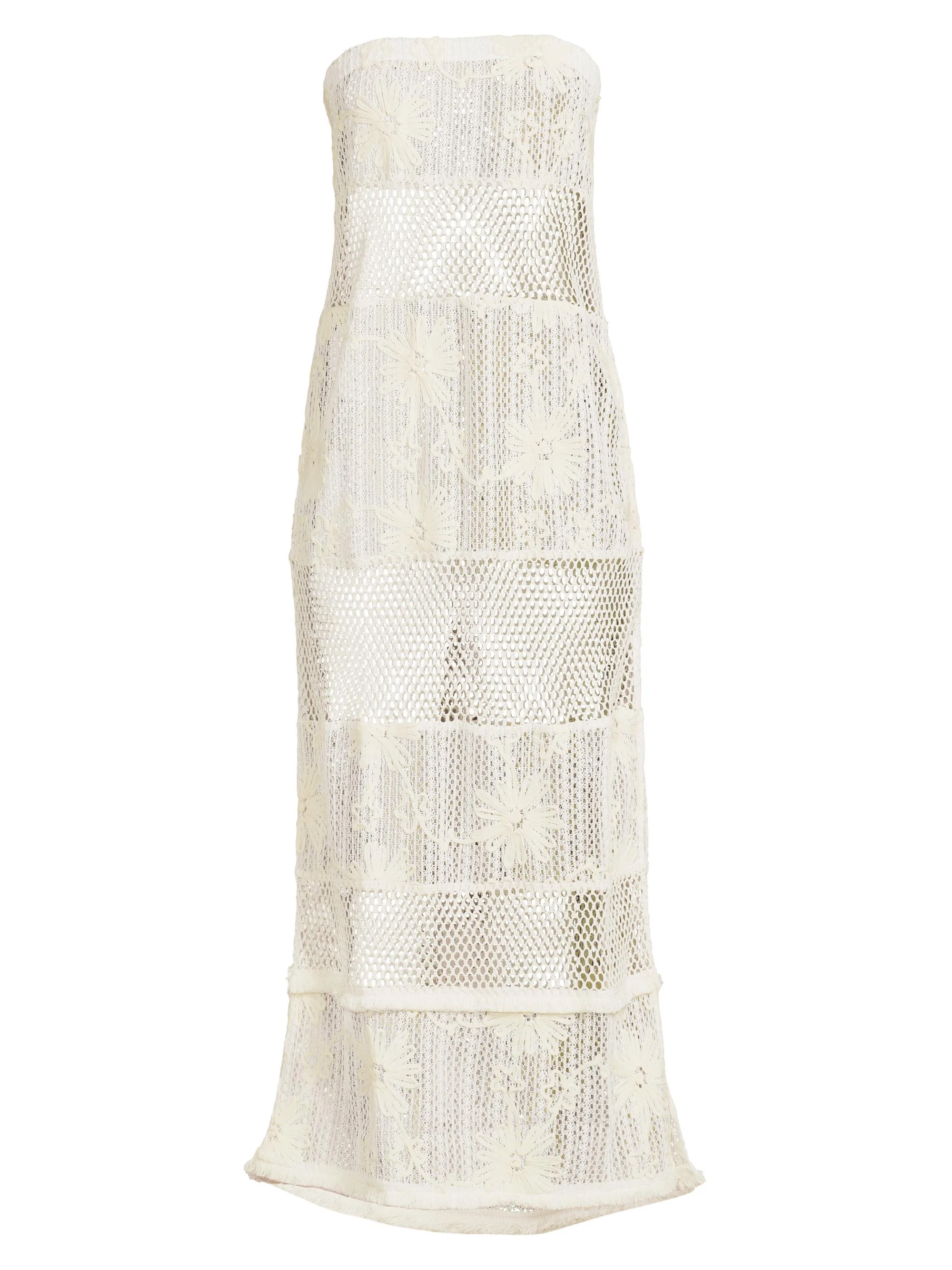 Women's Senara Bandeau Lace Cover-Up Maxi Dress - White Embroidered - 1