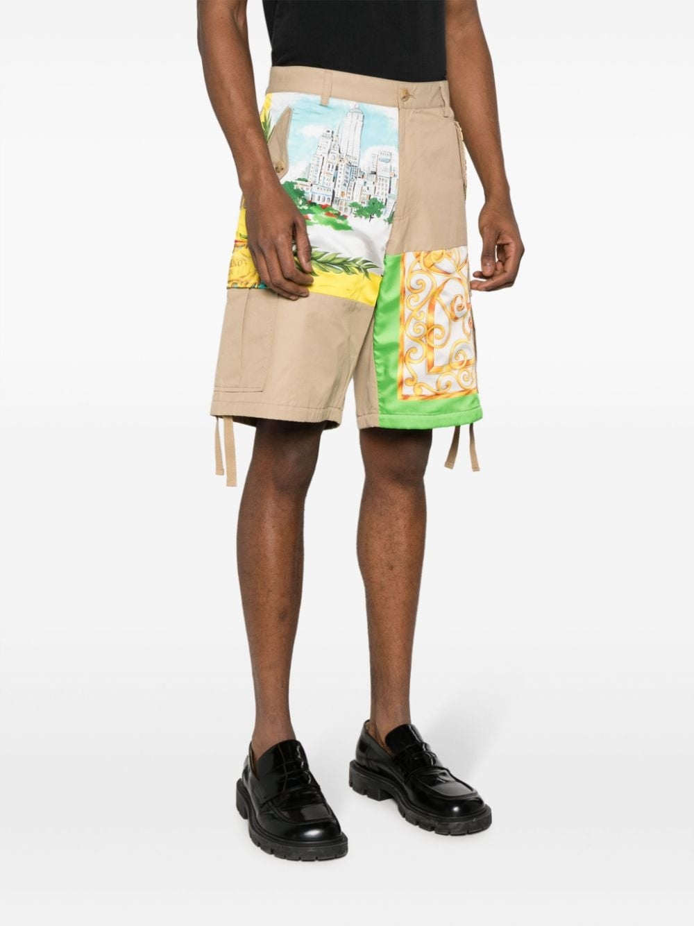 mix-print panelled cargo shorts - 3