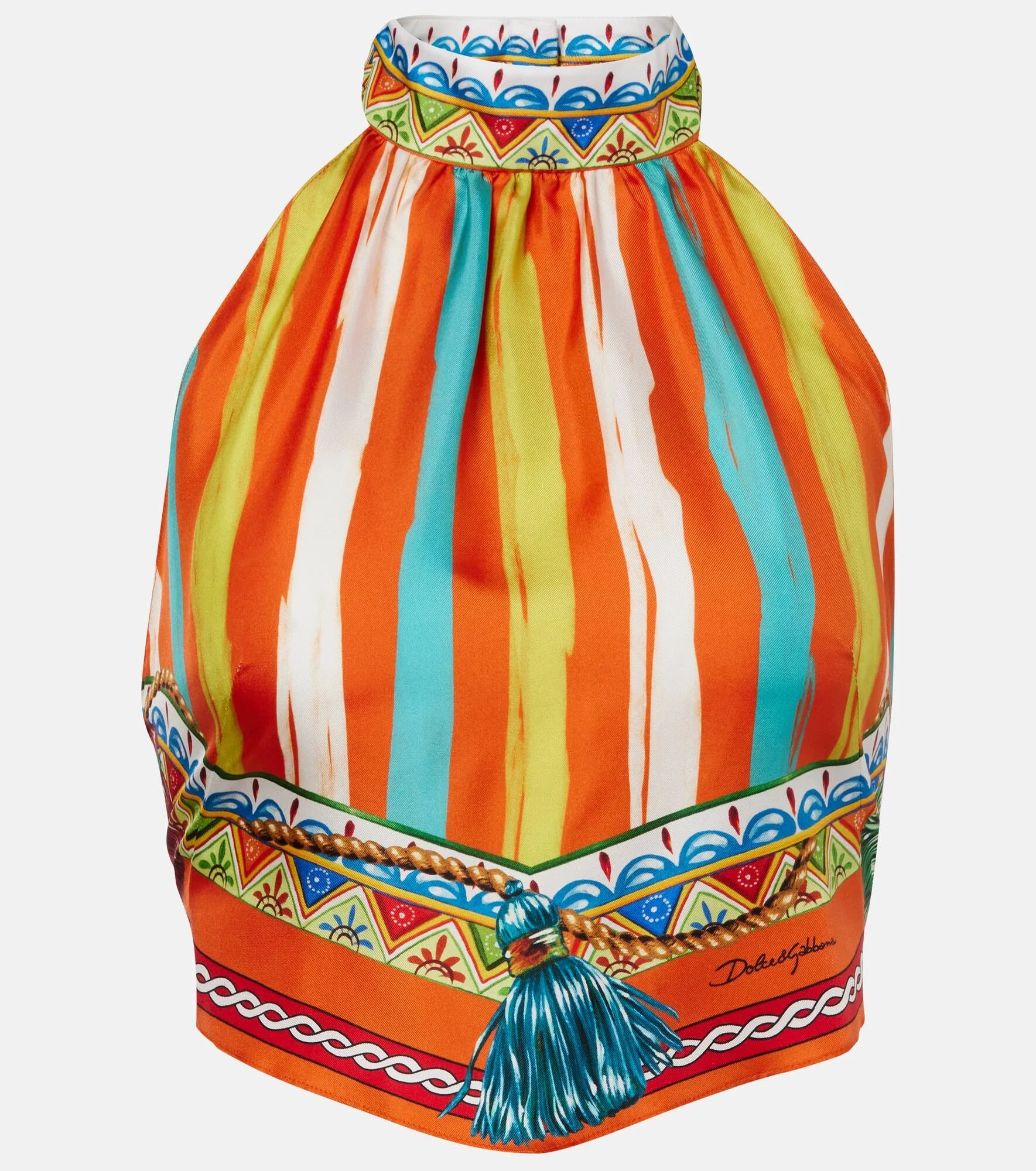Striped halterneck silk top - 1