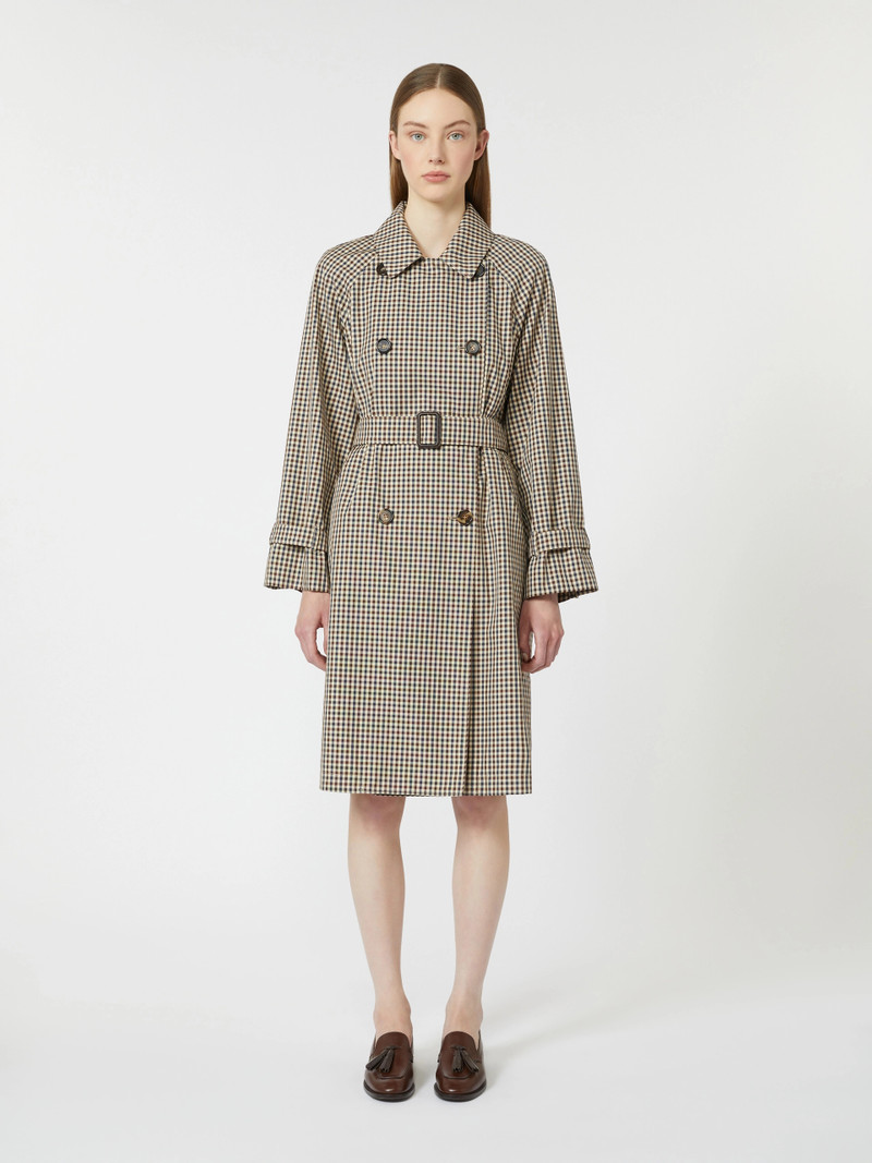 FATE Patterned water-repellent twill trench coat - COFFEE 3