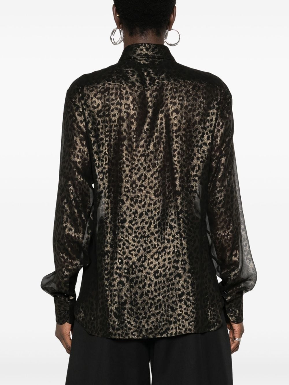 laminated leopard-print silk shirt - 4