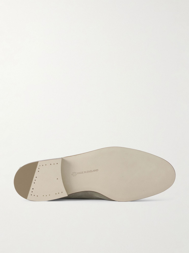 EDWARD GREEN Polperro Suede Penny Loafers Sage green outlook