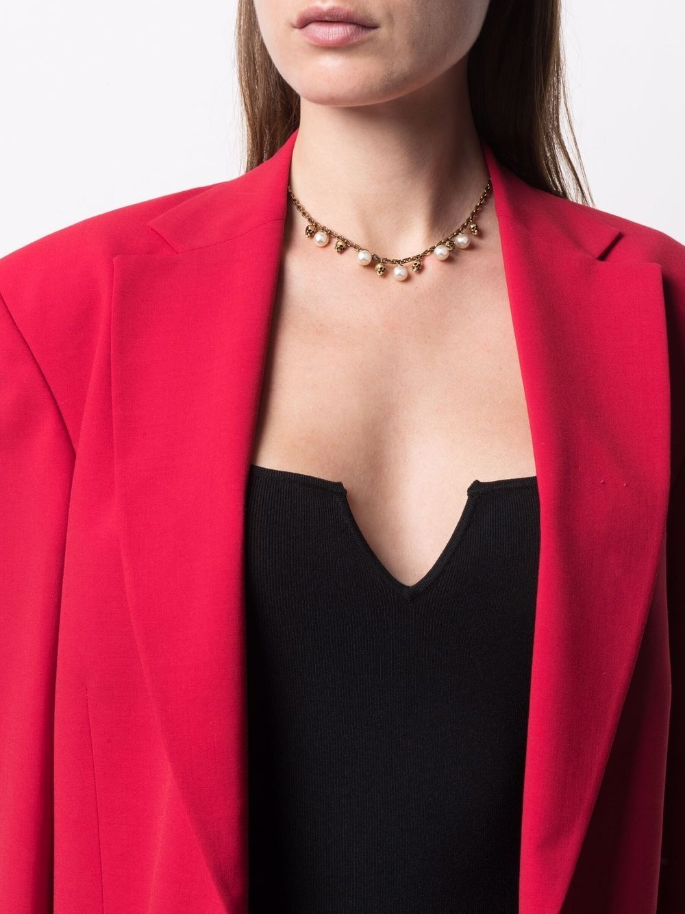 skull-detail pearl-embellished necklace - 2