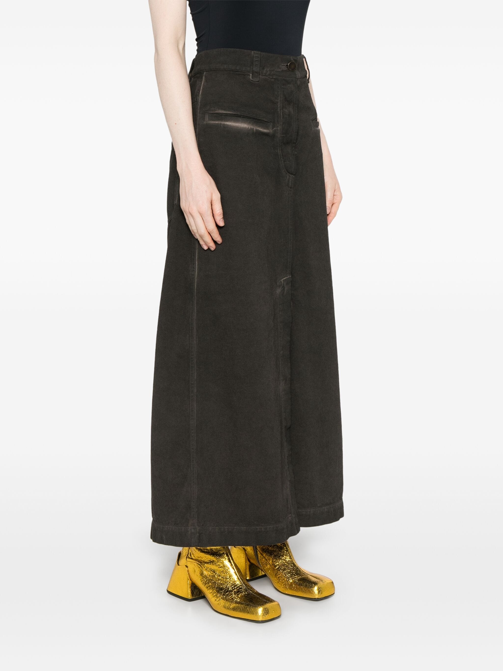 スカート UMA WANG FW24 JANE SKIRTS (UW2032 UW600) Uma Wang - Jane cotton midi skirt brown - The Corner