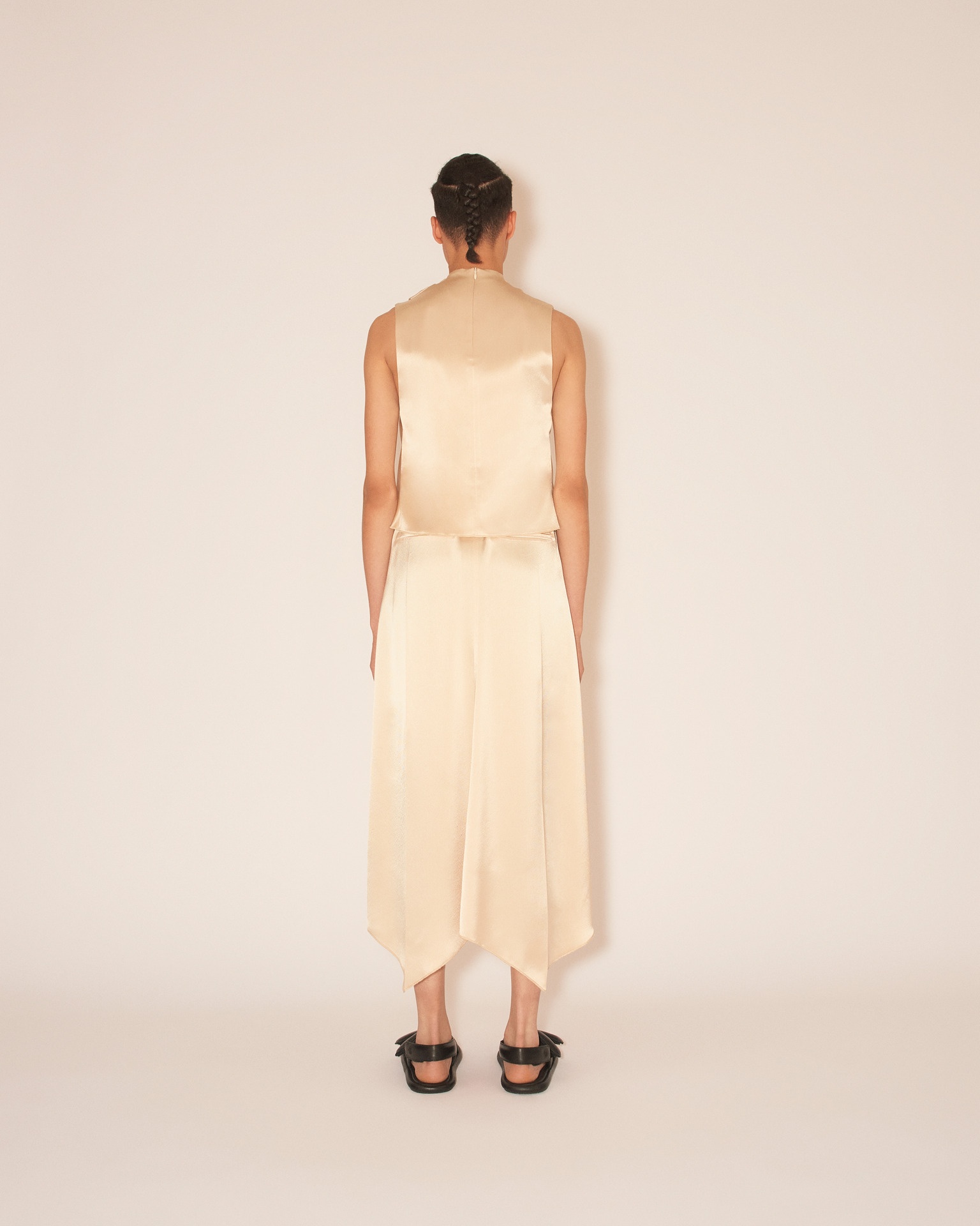 FINJA - Elasticated waist fluted midi skirt - Pearl - 4