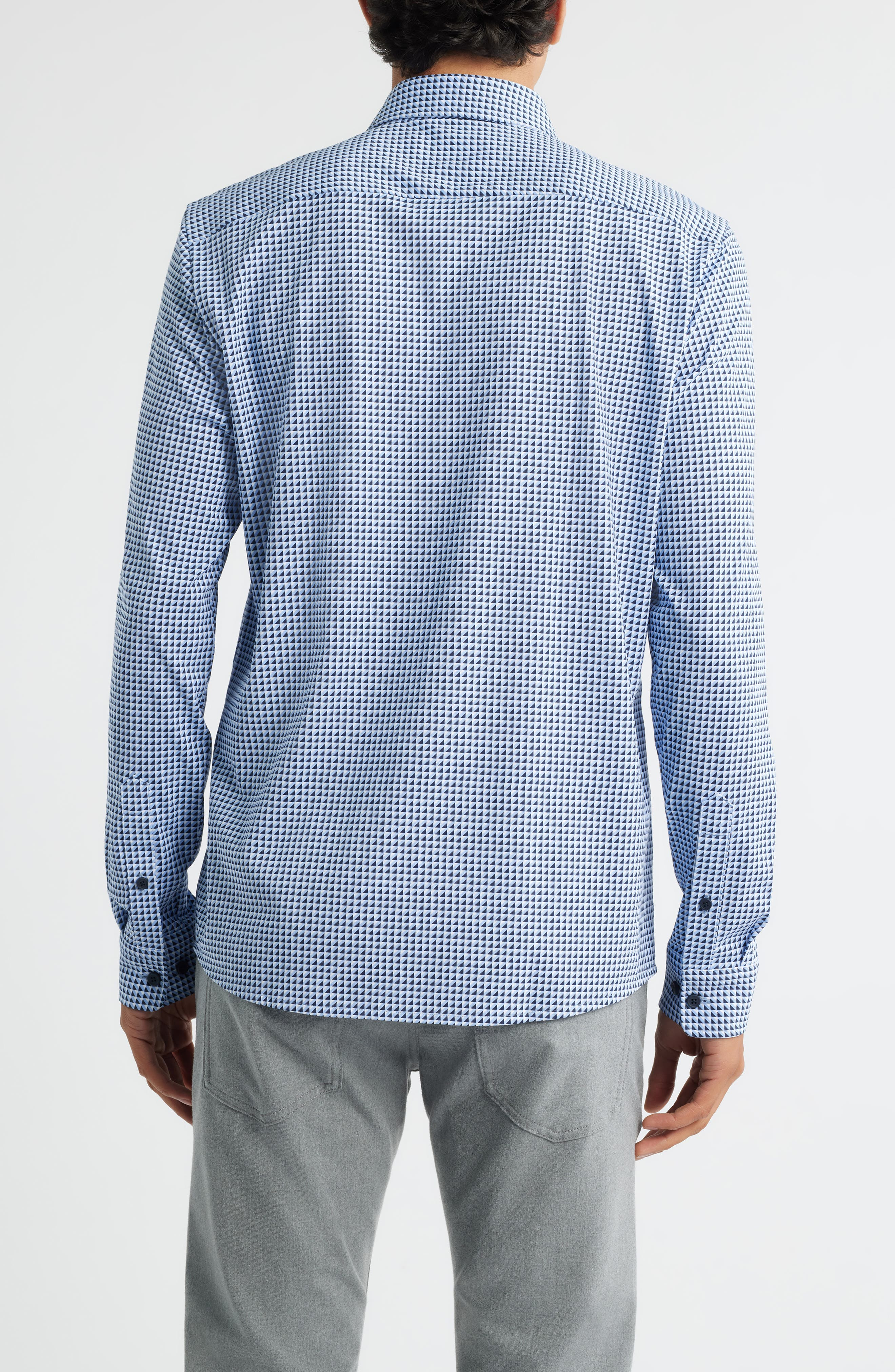BOSS Roan Kent Slim Fit Button-Up Shirt in Light/Pastel Blue Geo at Nordstrom - 3