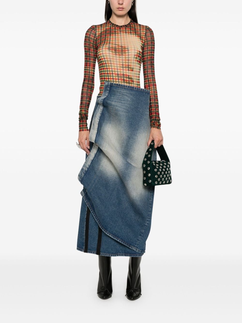 denim midi skirt - 2