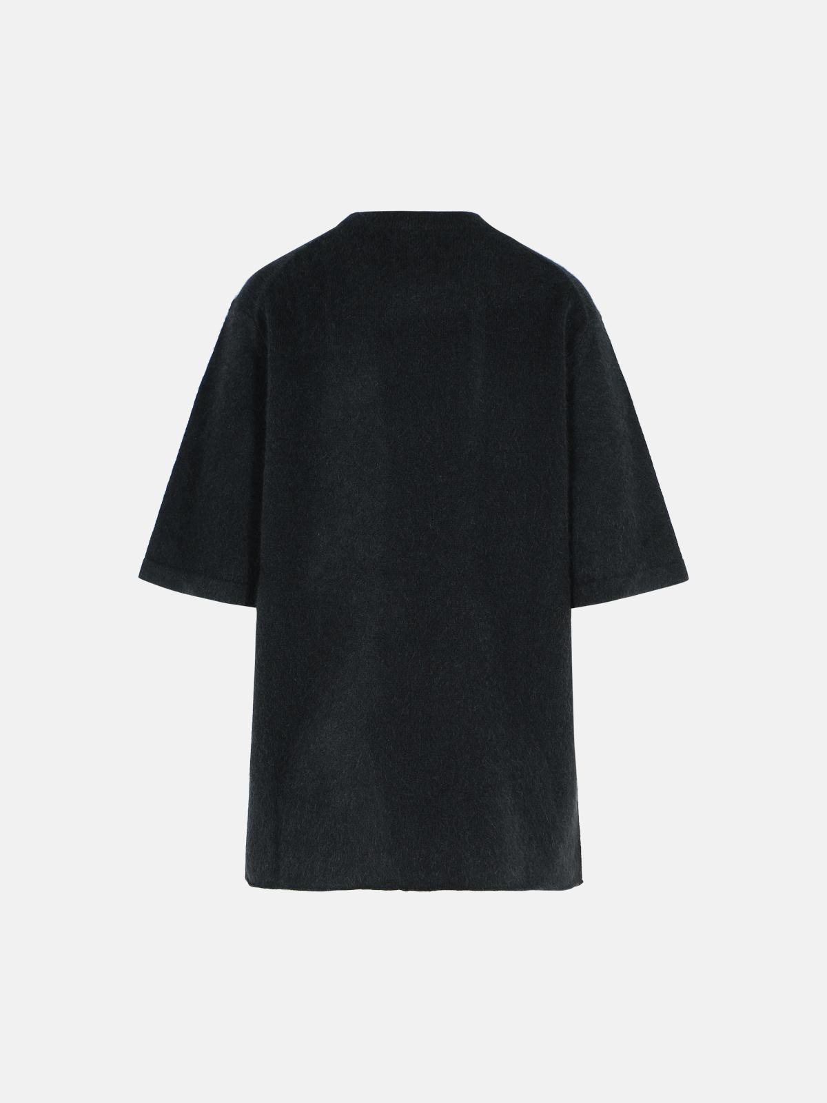 BLACK WOOL BLEND T-SHIRT - 3
