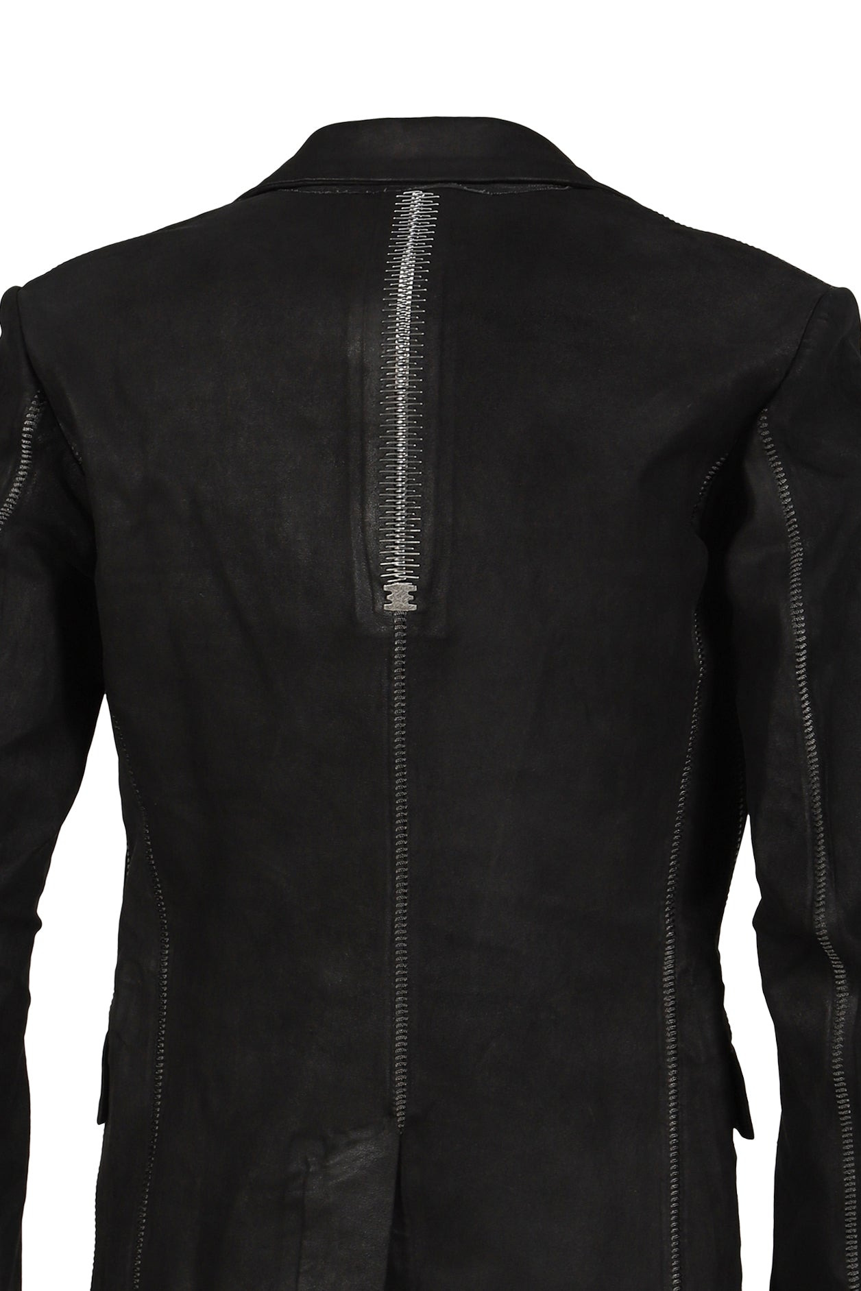 "PIONNIER"STRETCH LEATHER CLASSIC BLAZER / NOIR - 9