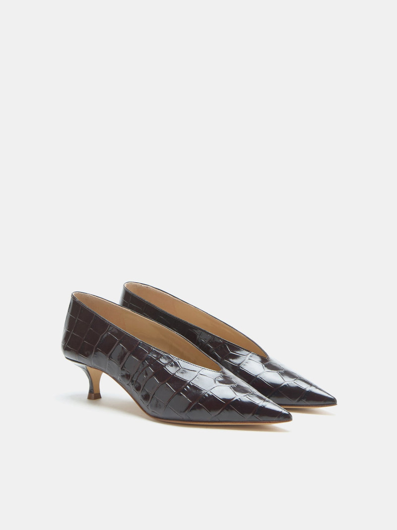 LE MONDE BÉRYL Babouche Kitten / Coco Brown Leather Croc Effect outlook