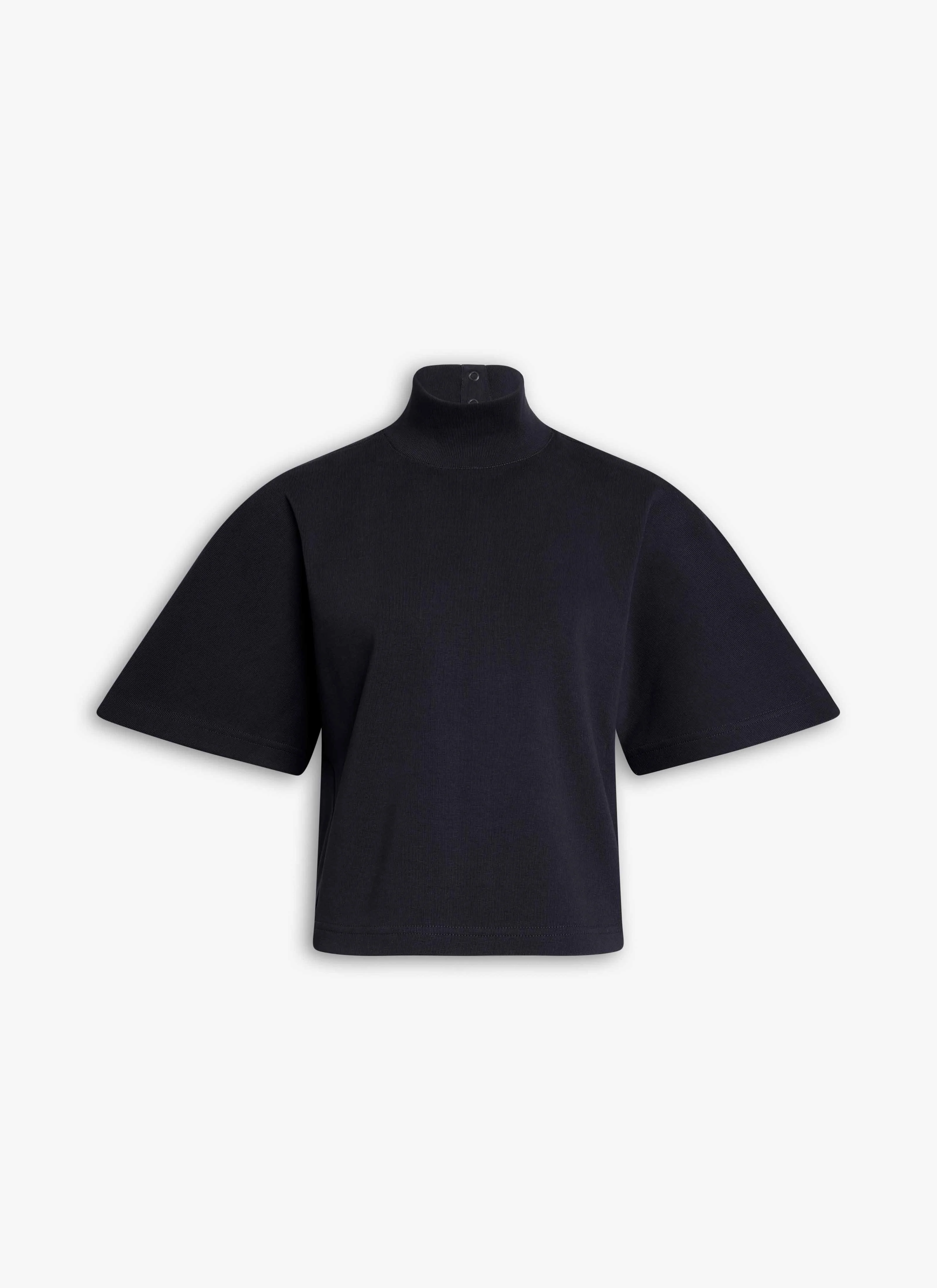 RIBBED COTTON HIGH NECK T-SHIRT - 1