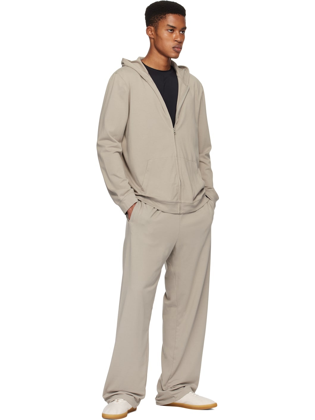 Gray Jersey Lounge Zip Up Hoodie - 4