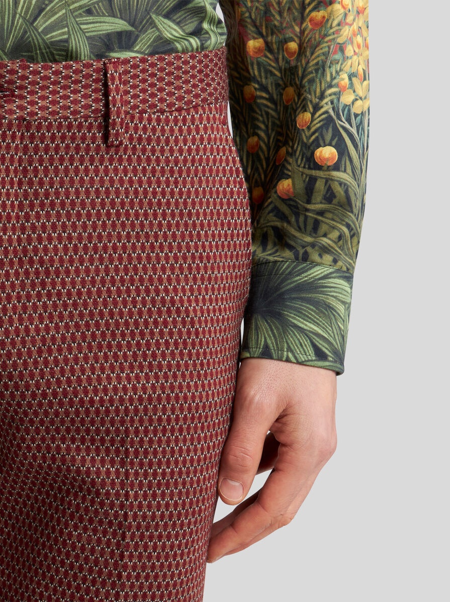WOOL AND COTTON JACQUARD TROUSERS - 3