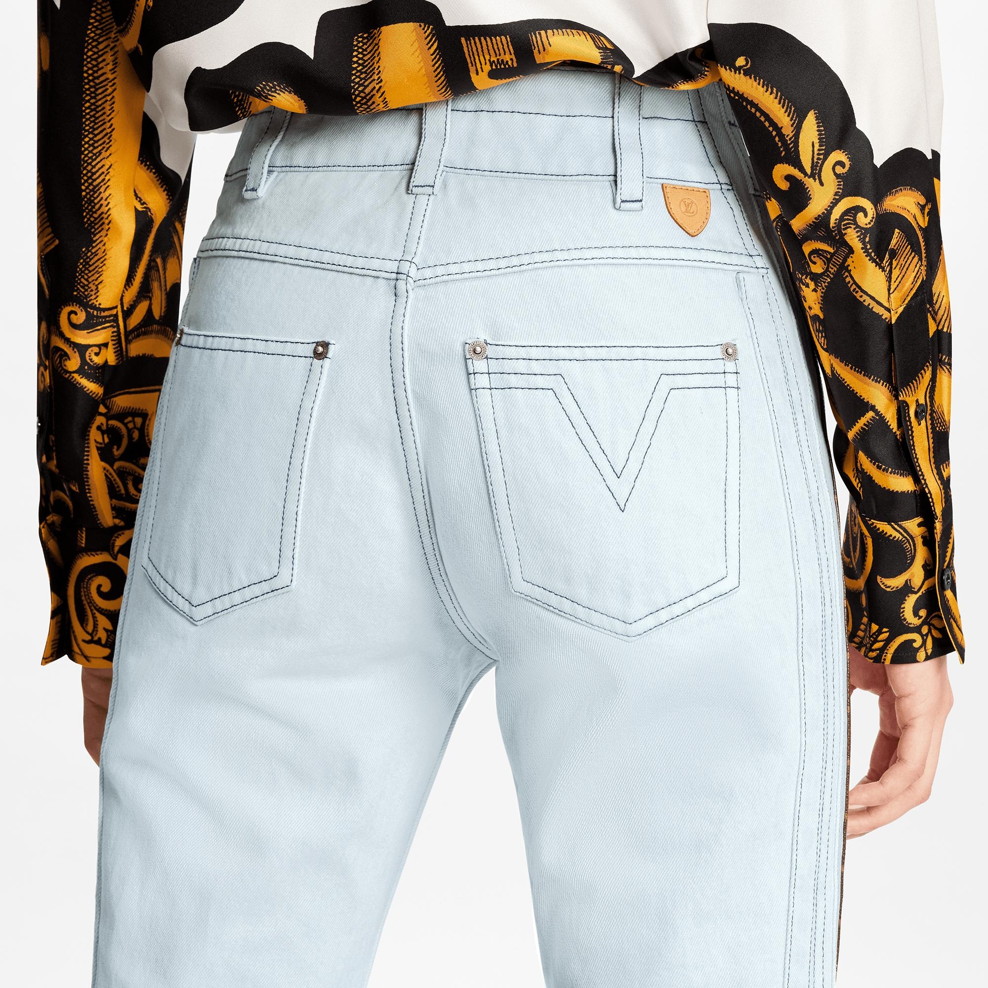 Monogram Accent Washed Denim Jeans - 5