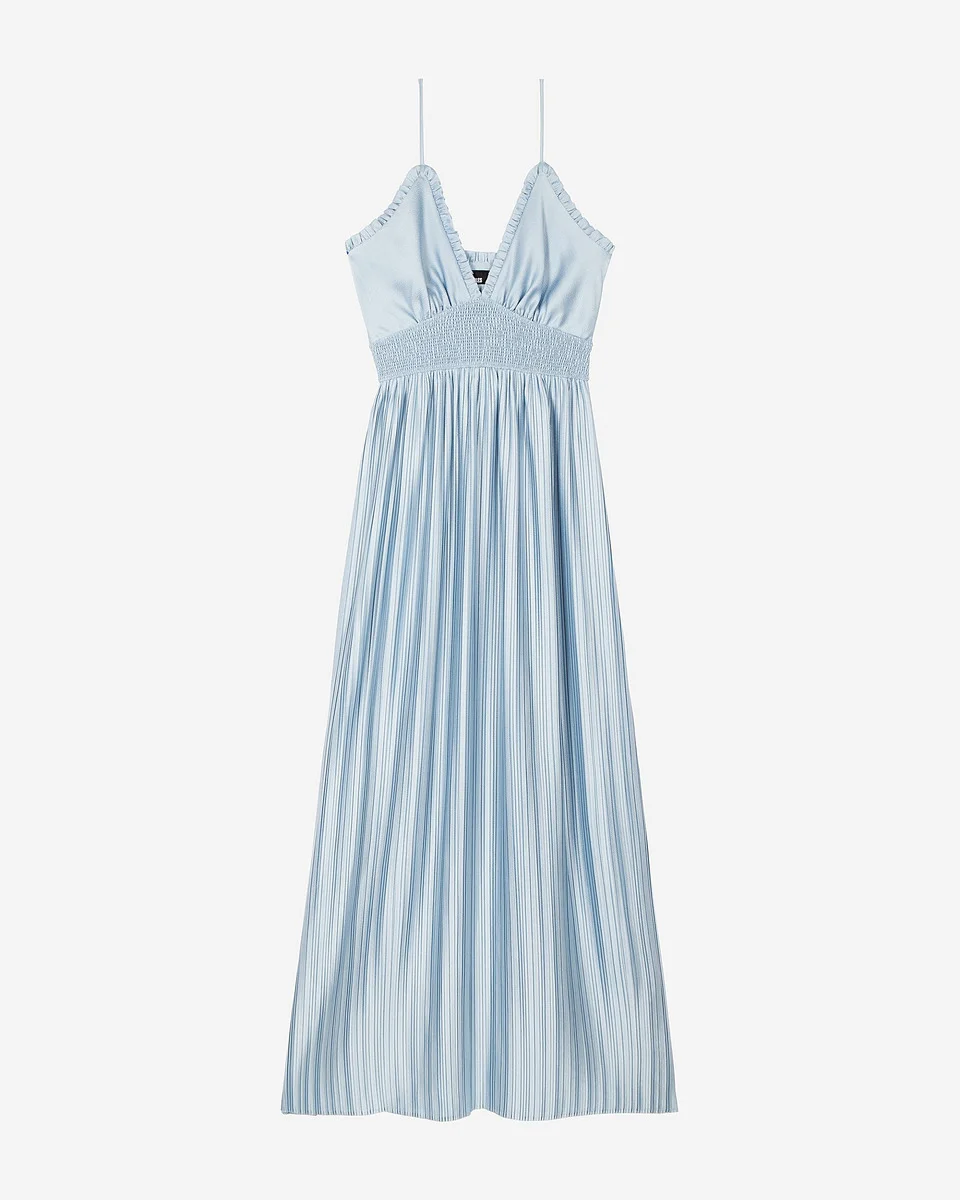 BLUE PLEATED MAXI DRESS - 1