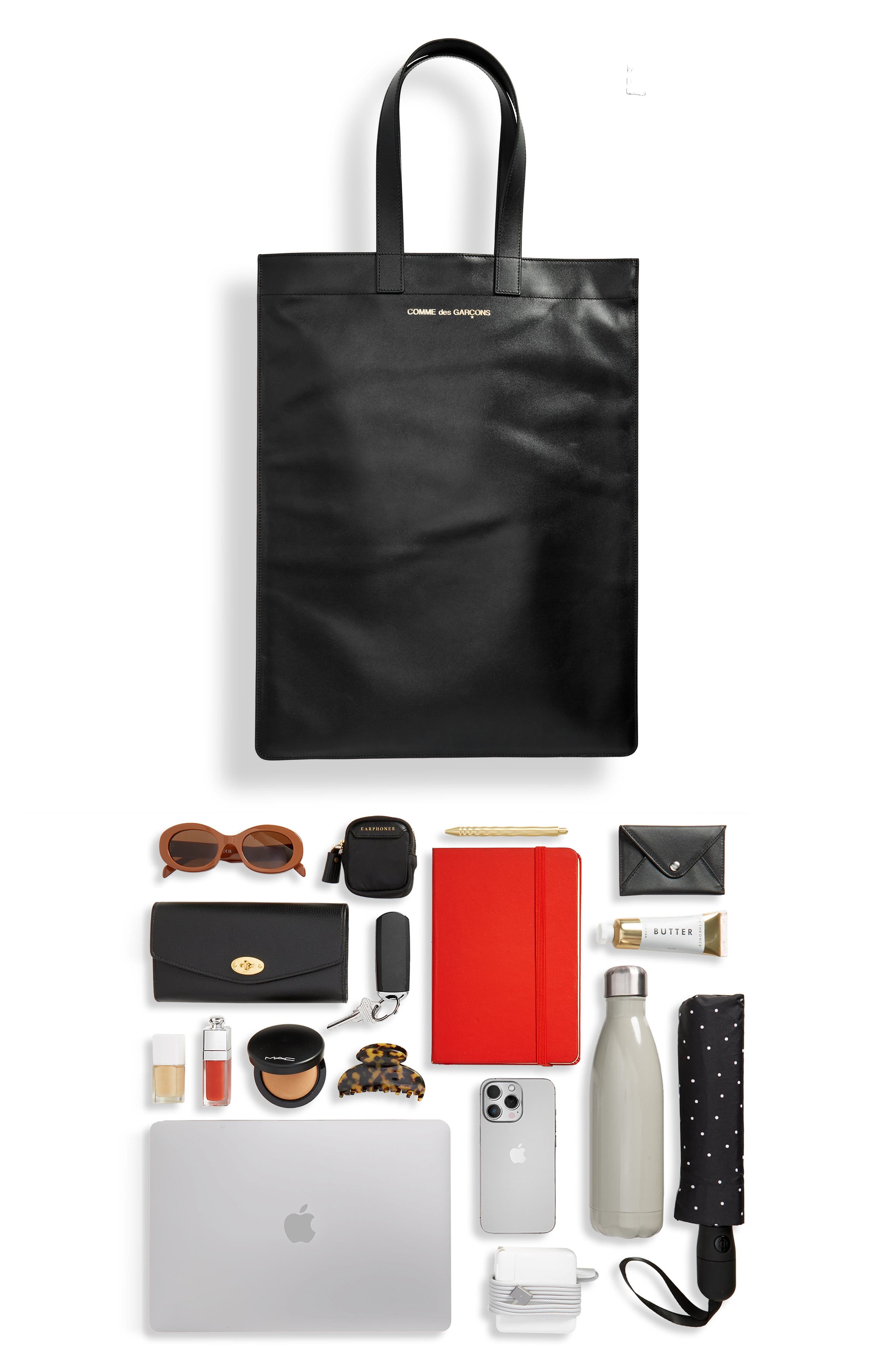 Comme des Garçons Wallets Line B Logo Leather Tote in Black at Nordstrom - 7