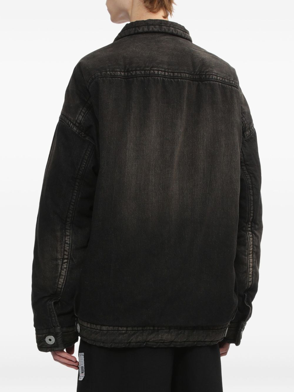 button-fastening padded denim jacket - 4