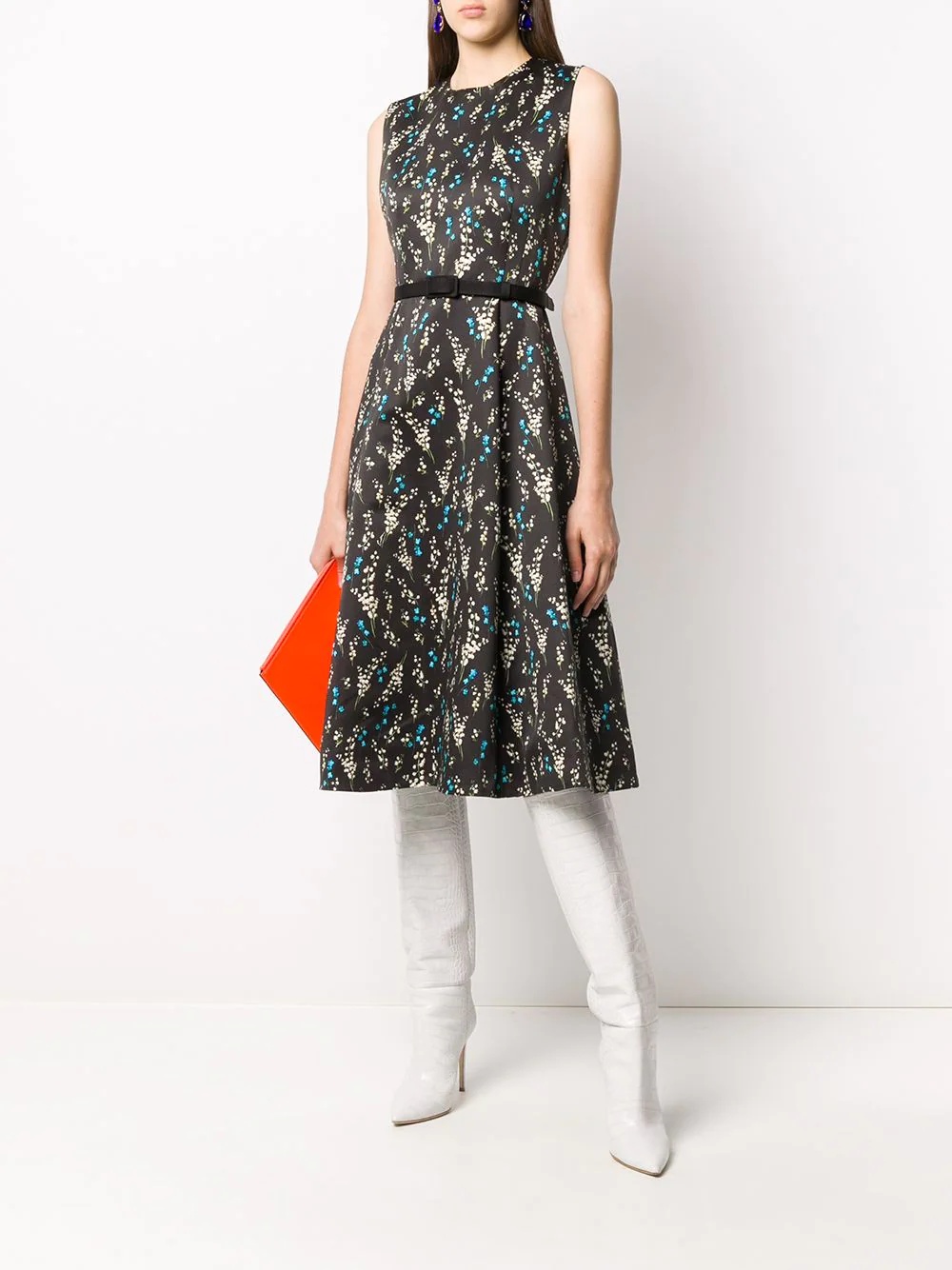 floral-print silk dress - 2