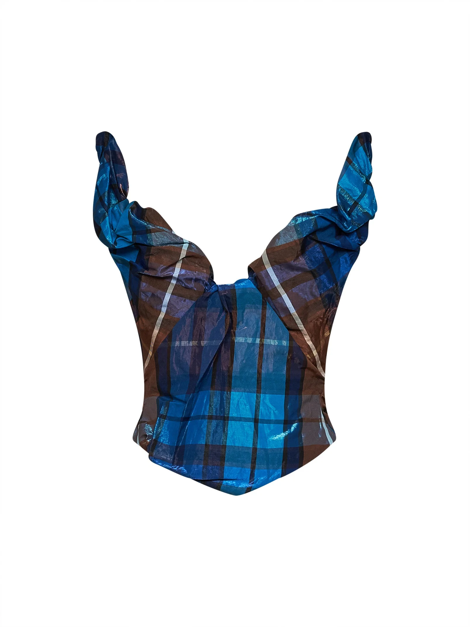 Blue and brown tartan On Point corset - 1