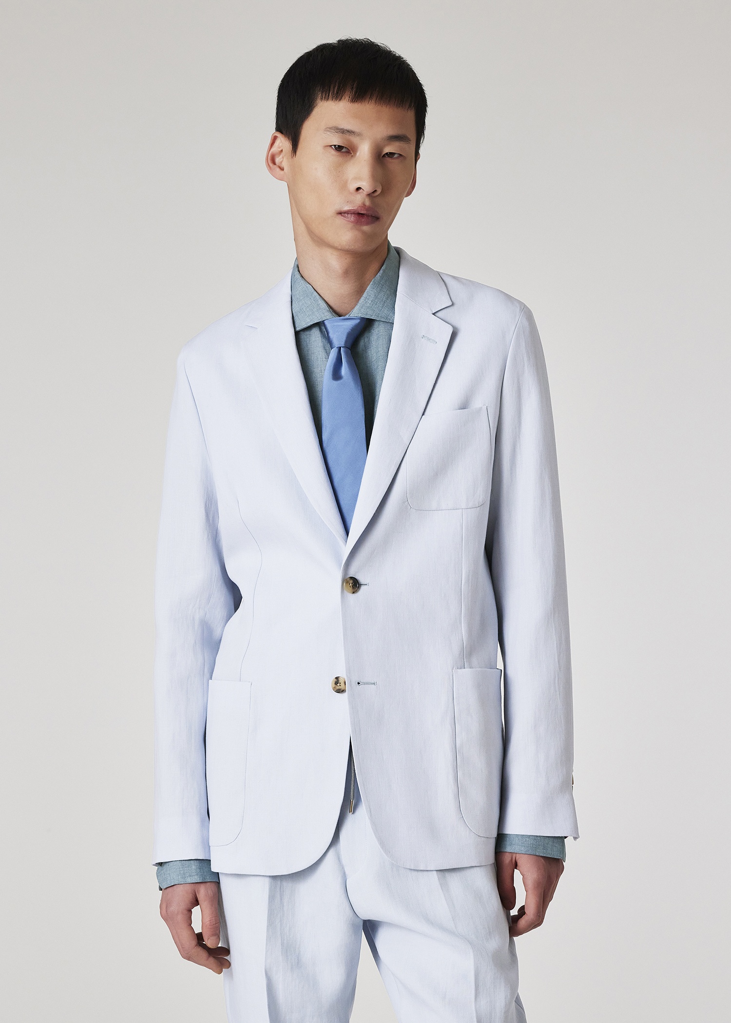 Pale Blue Linen Suit - 8