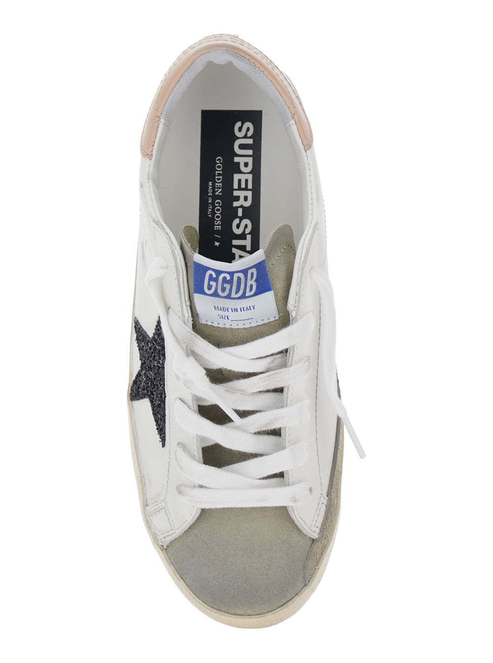 Golden Goose Women 'Superstar' White Low Top Sneakers With Glittered Star Patch And Laminated Heel W - 4