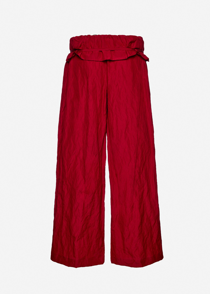 Low-rise ruffled waist trousers in red 2