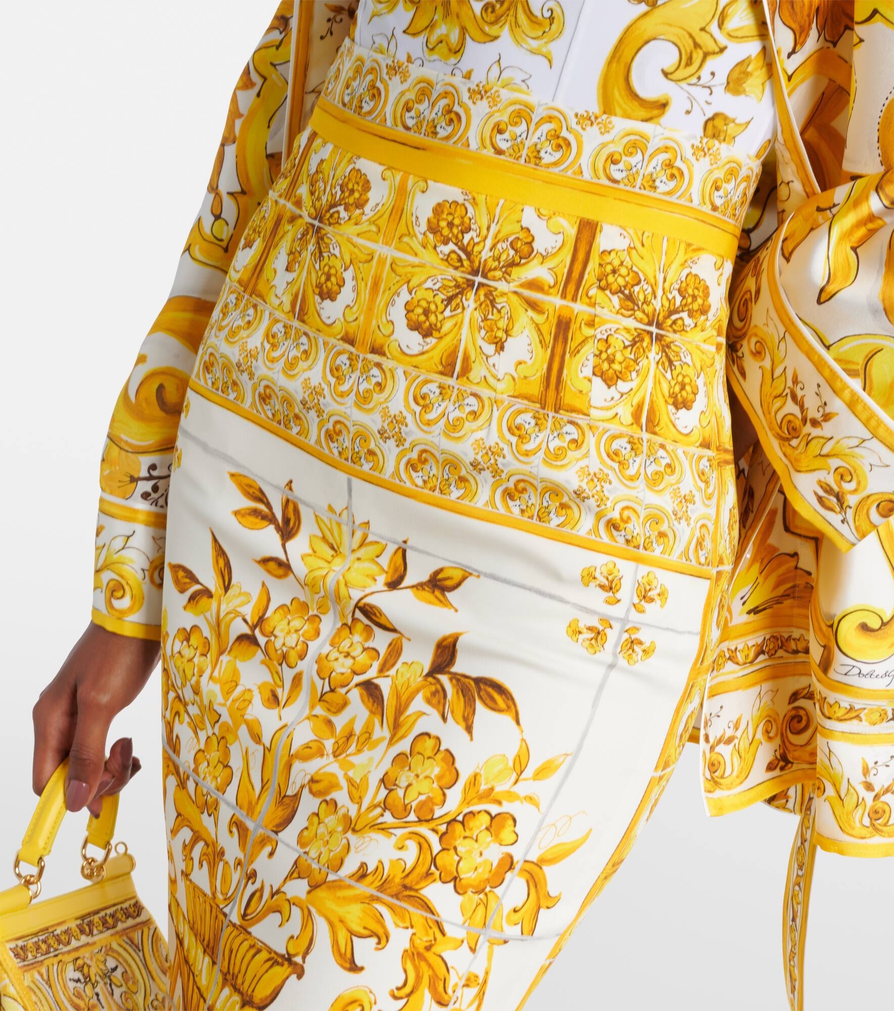 Majolica silk-blend midi skirt - 4