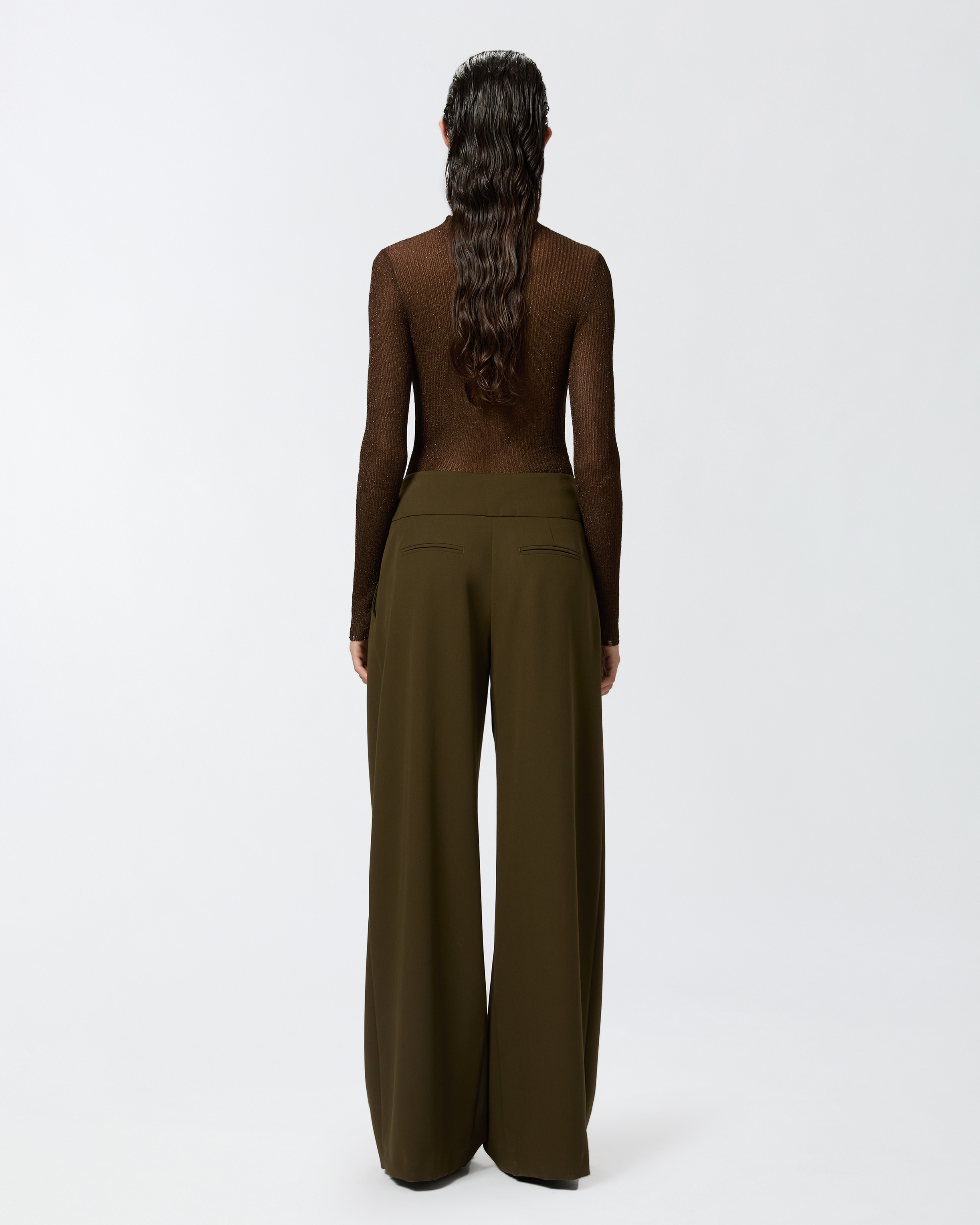 ELEGANT WIDE-LEG TROUSERS WITH DARTS - 4