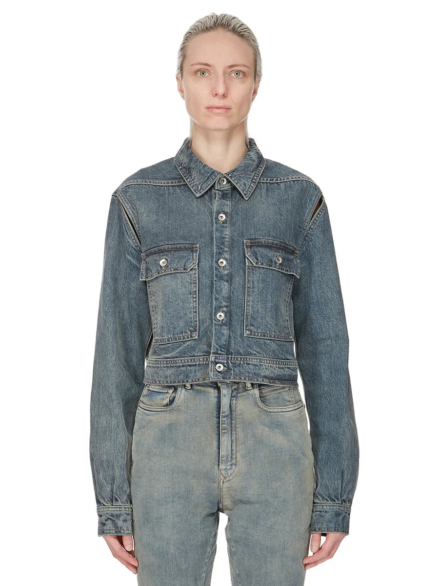 CAPE SLEEVE CROPPED OUTERSHIRT - 1