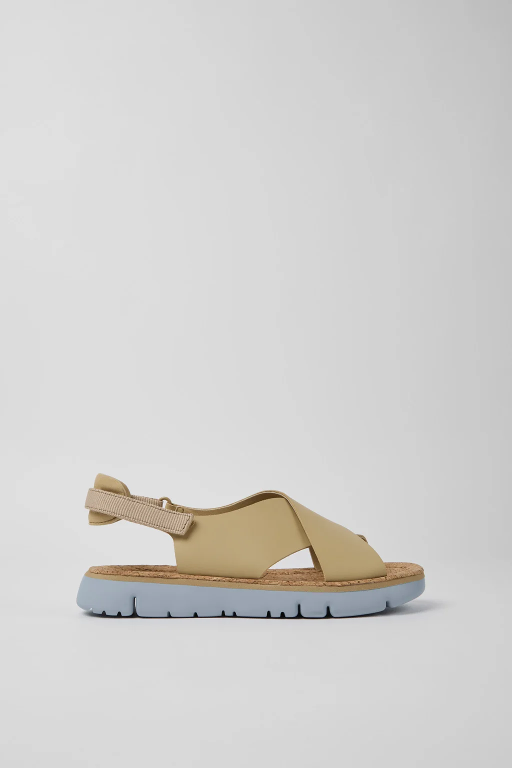 Oruga Beige leather and textile sandals for women - 1
