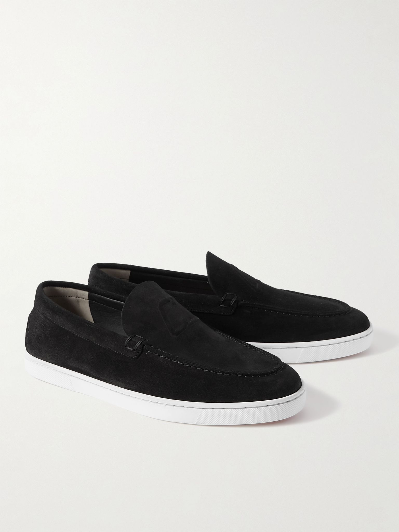 Varsiboat Logo-Embossed Suede Loafers Black - 3