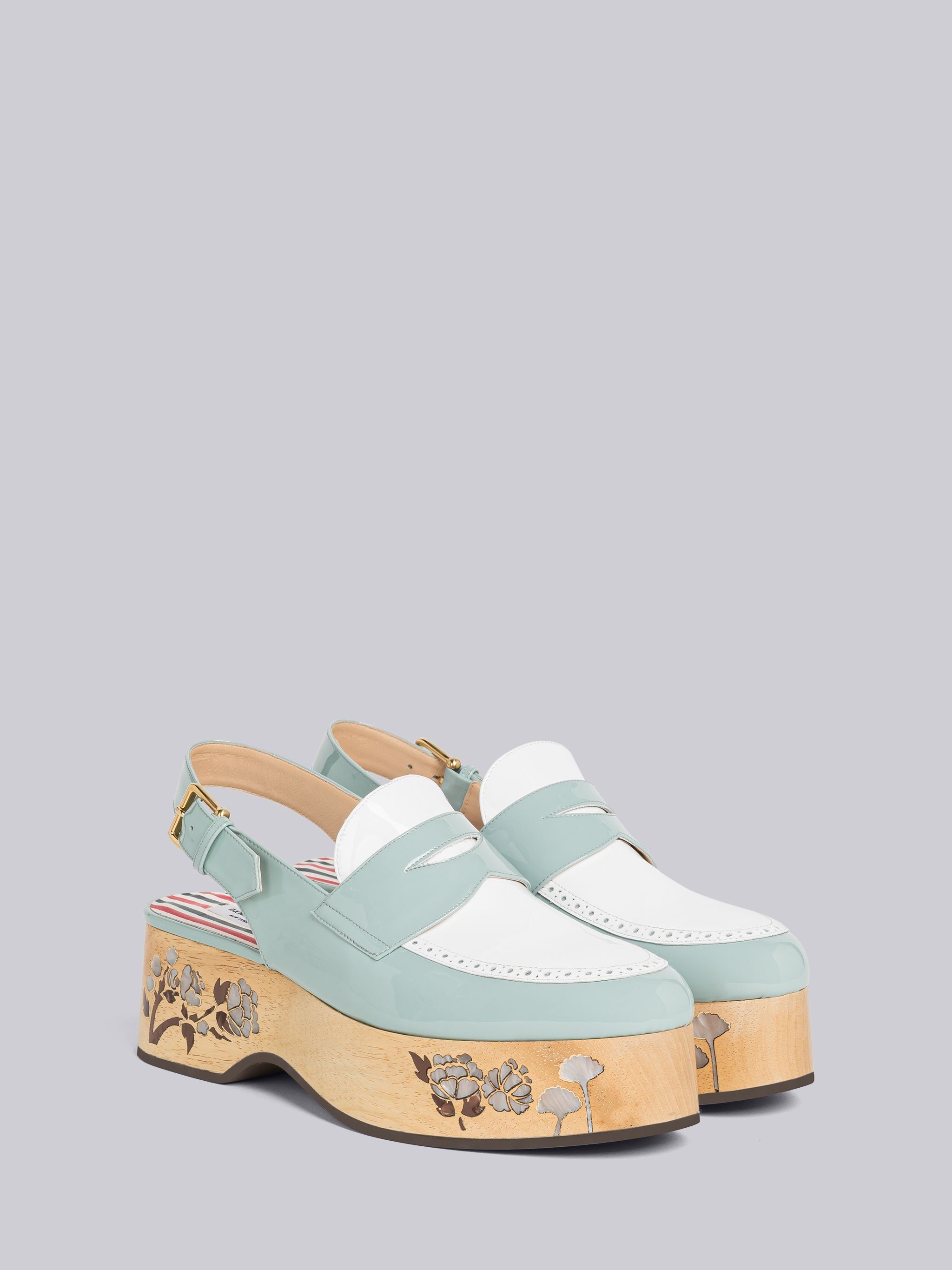 Soft Patent Slingback Inlay Penny Loafer Clog - 3