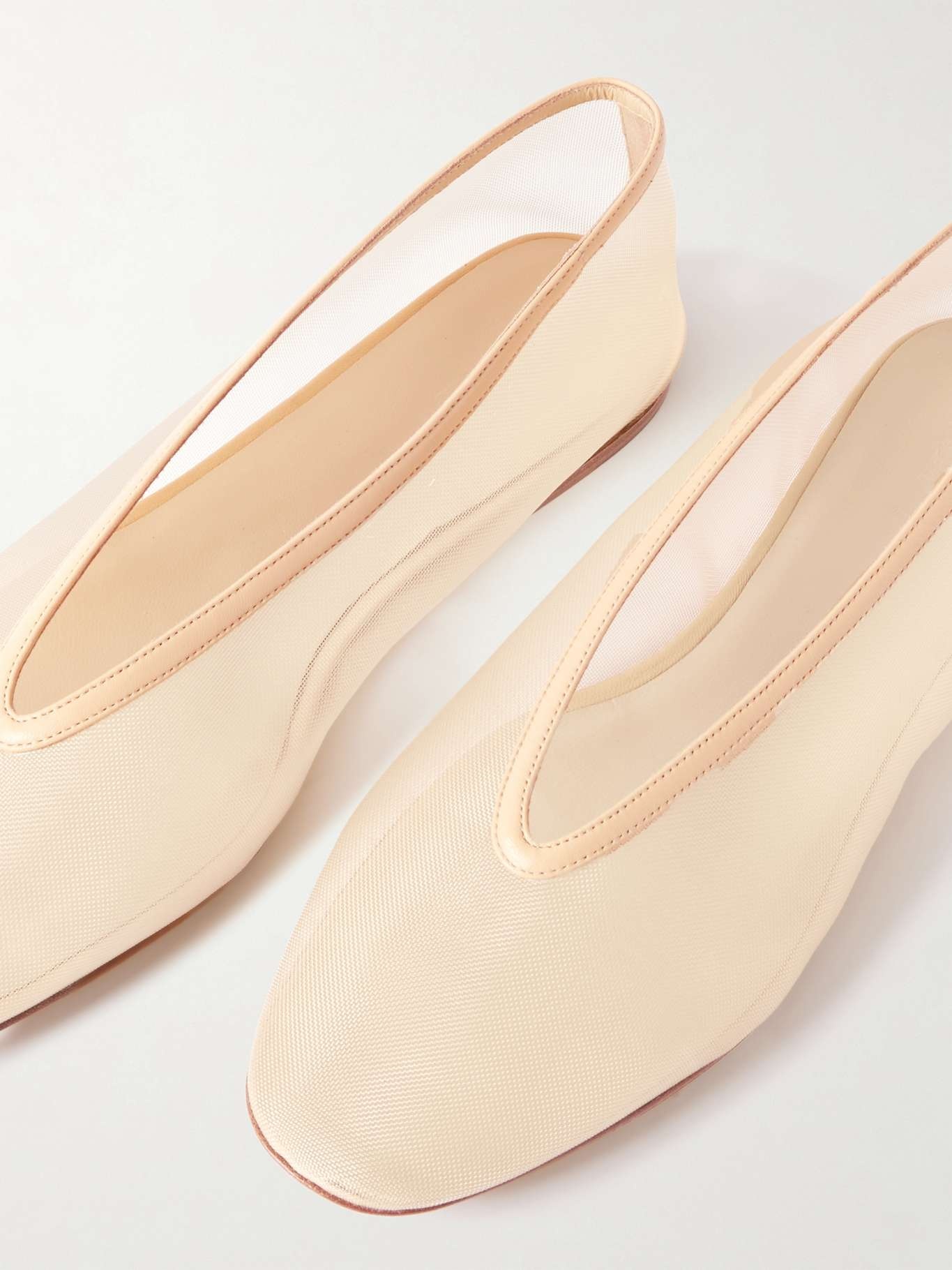 Luna leather-trimmed mesh ballet flats Sand - 4