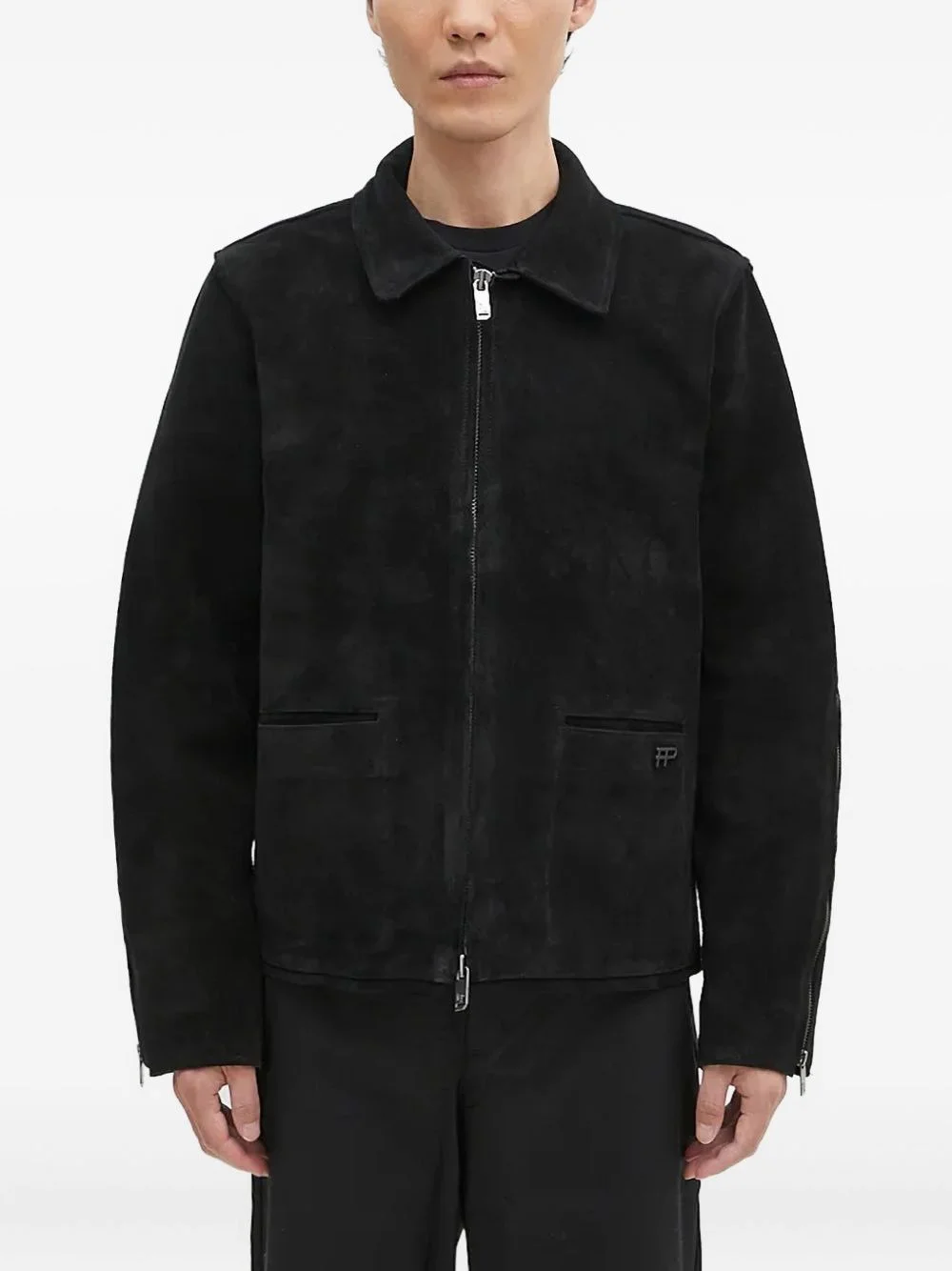 suede zip-front jacket - 1