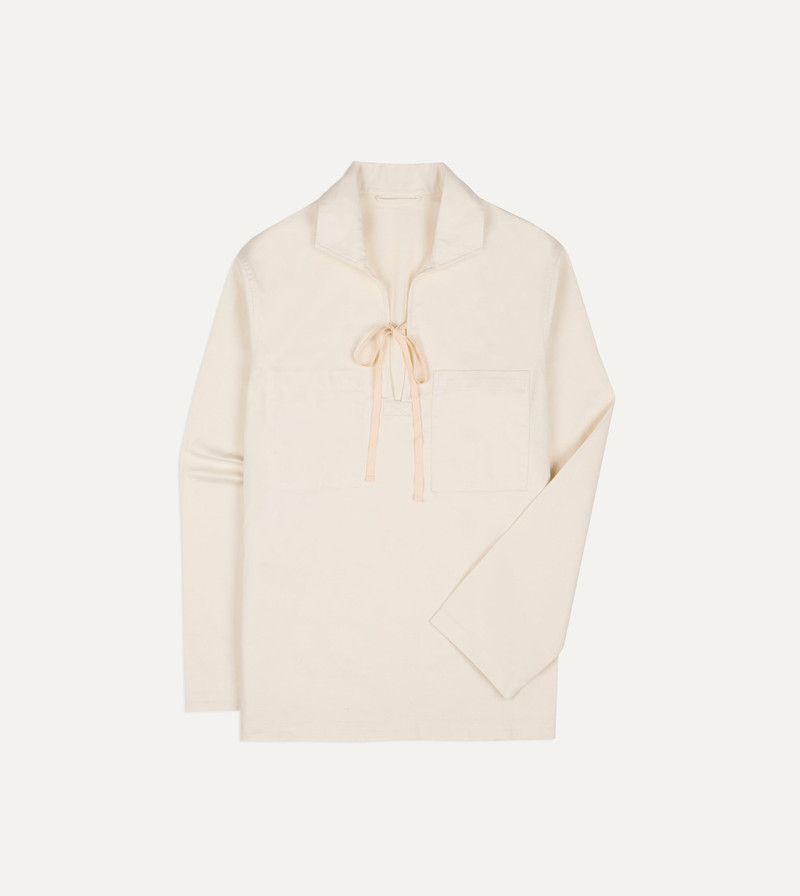 Ecru Cotton Tie Front Smock - 1