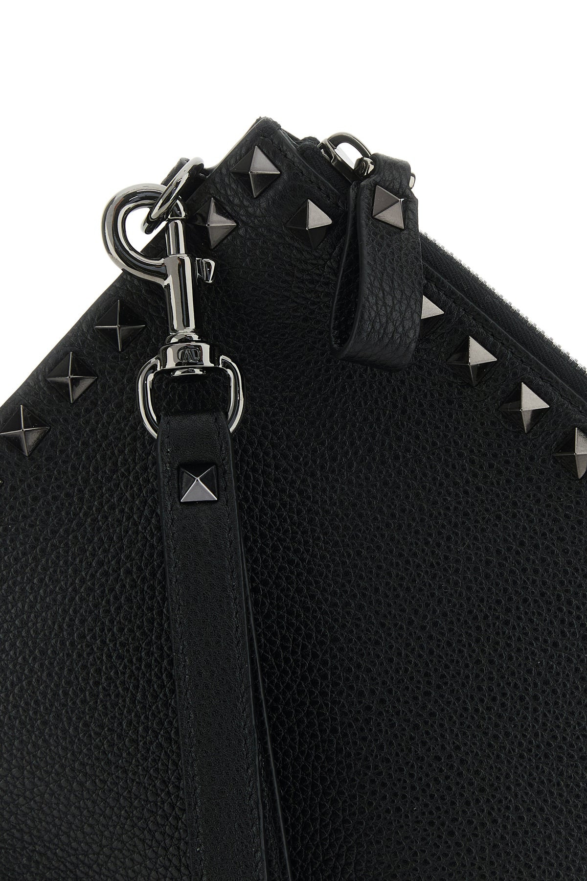 Black leather Rockstud clutch - 4