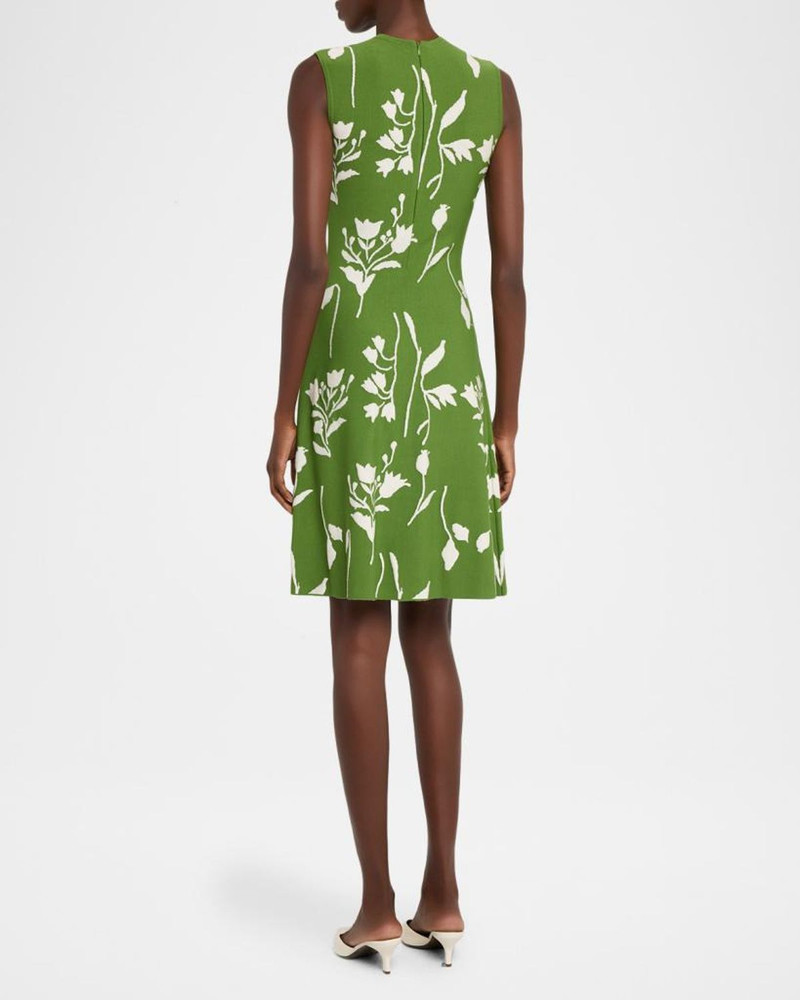 Floral Jacquard Knit Sleeveless A-Line Dress 3