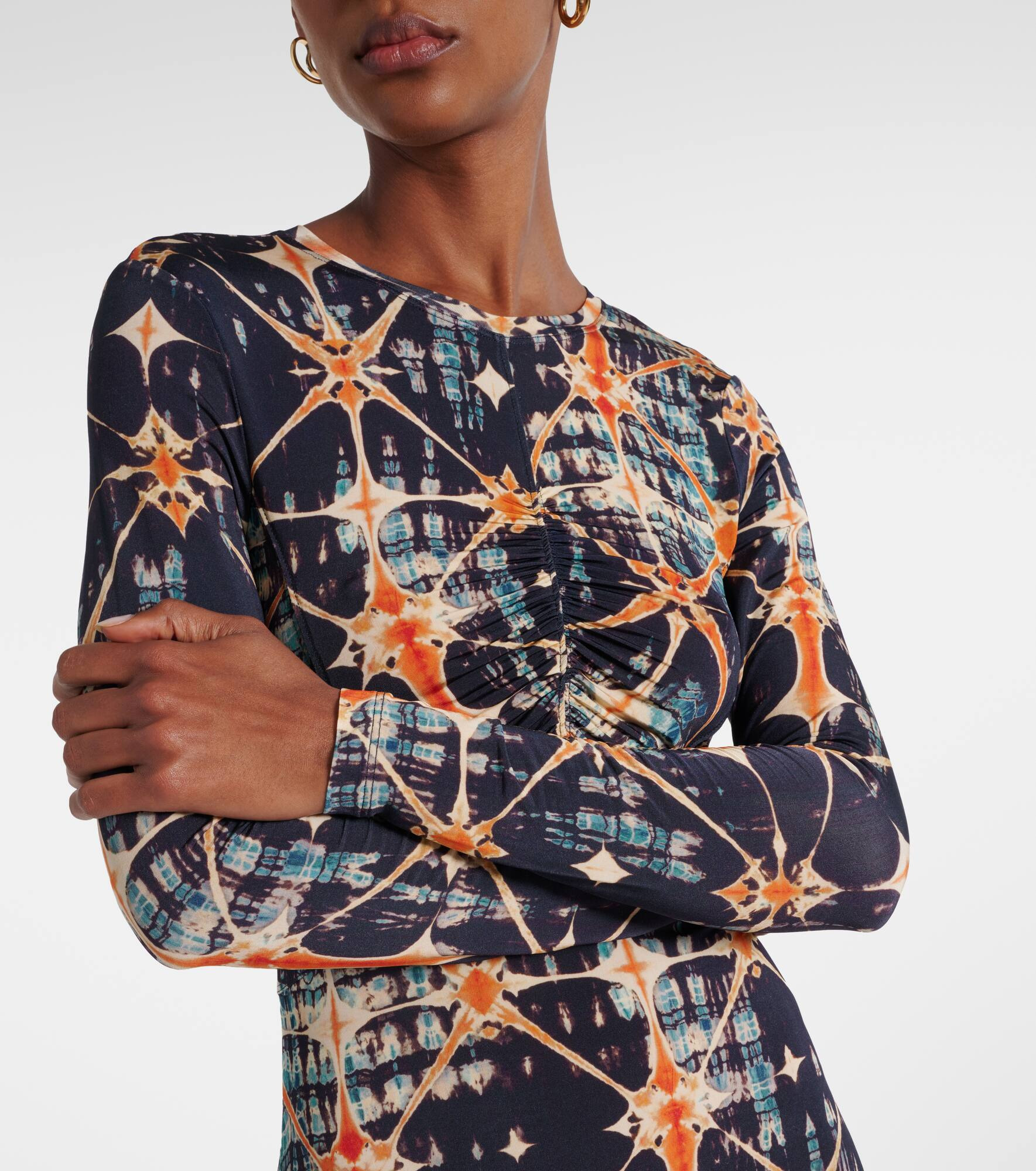 Naia ruched printed jersey midi dress - 4